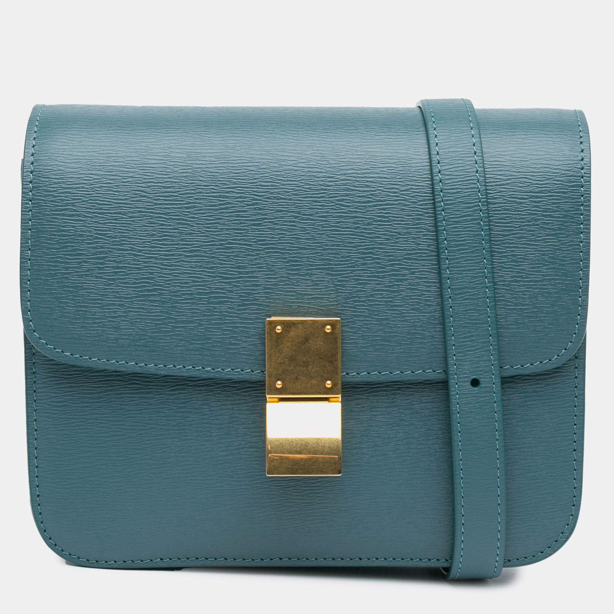 Pre Owned Celine Blue Teen Liege Calfskin Classic Box