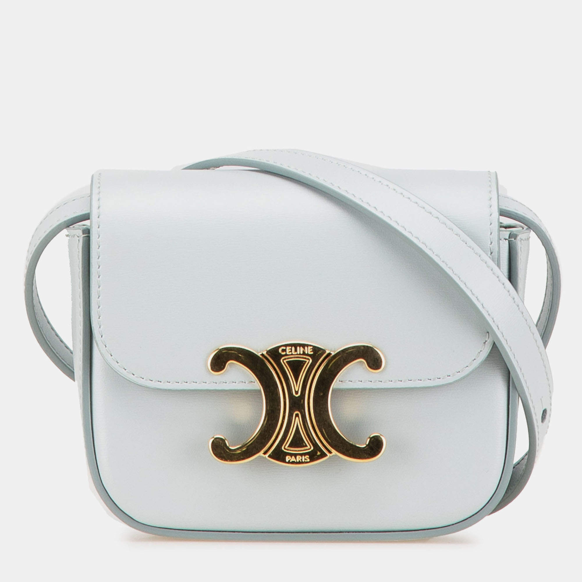 Pre Owned Celine Blue Mini Calfskin Claude Crossbody