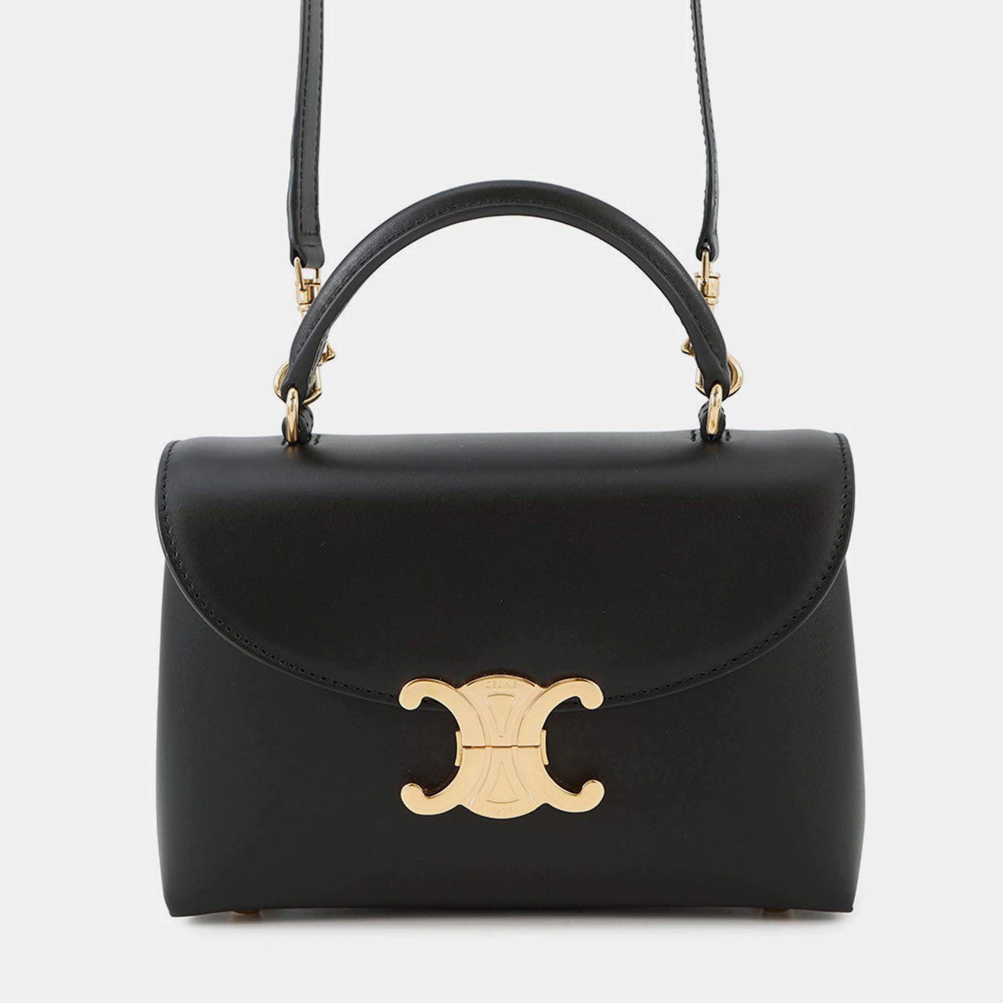 Pre Owned Celine Teen Nino 2-Way Handbag Black Smooth Satined Calf Leather