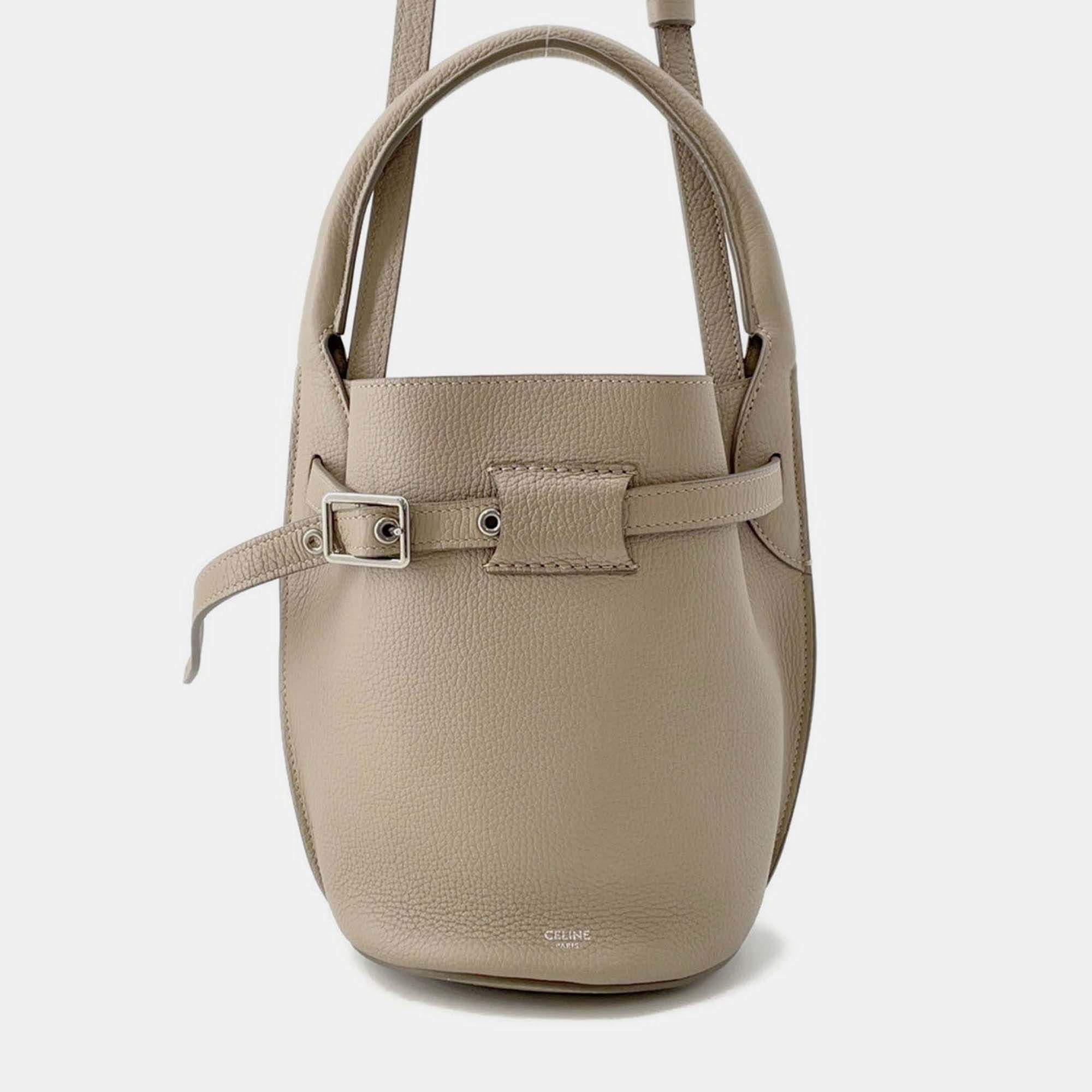 Pre Owned Celine Big Beige Leather Nano 2Way Bucket Bag 