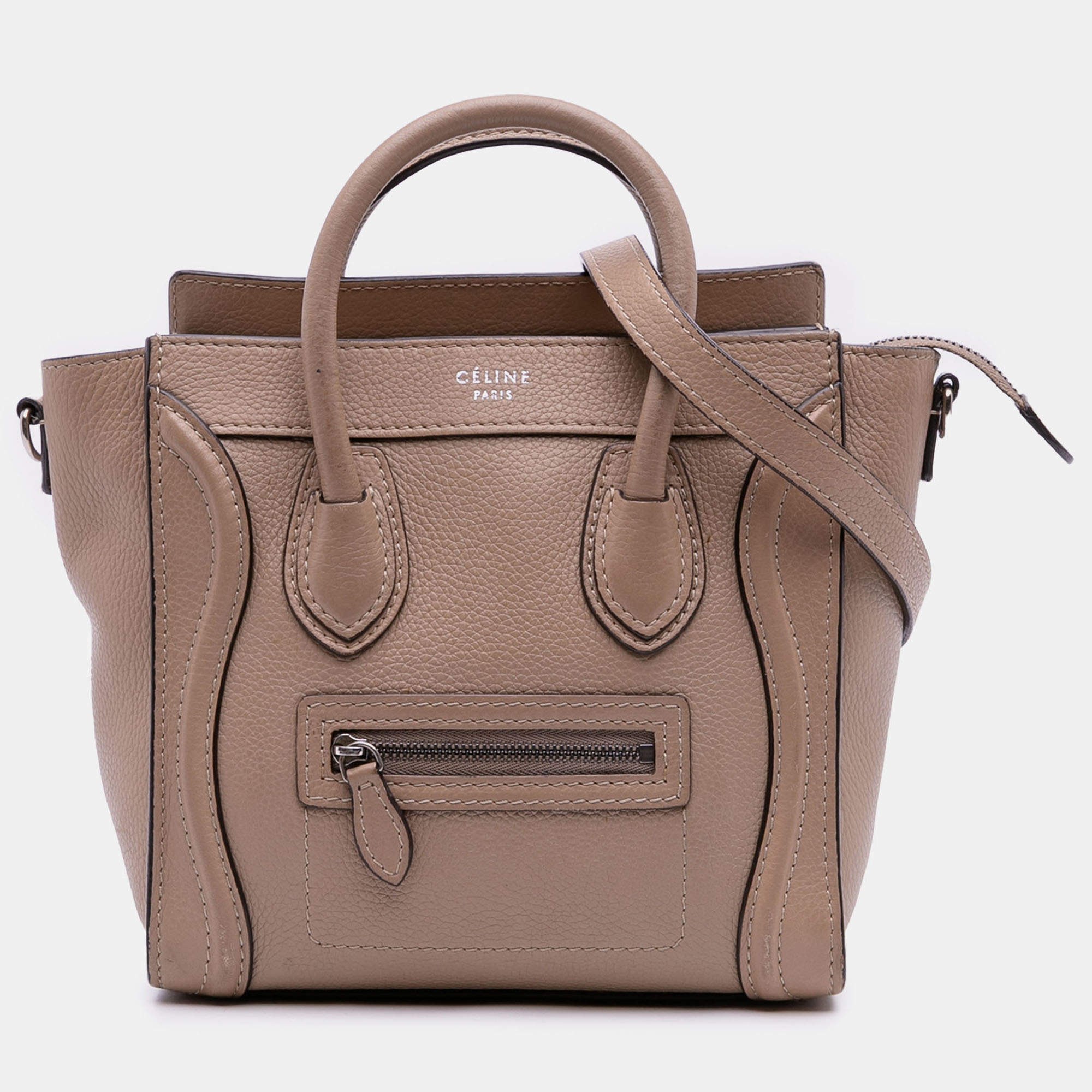 Pre Owned Celine Nano Leather Luggage Tote