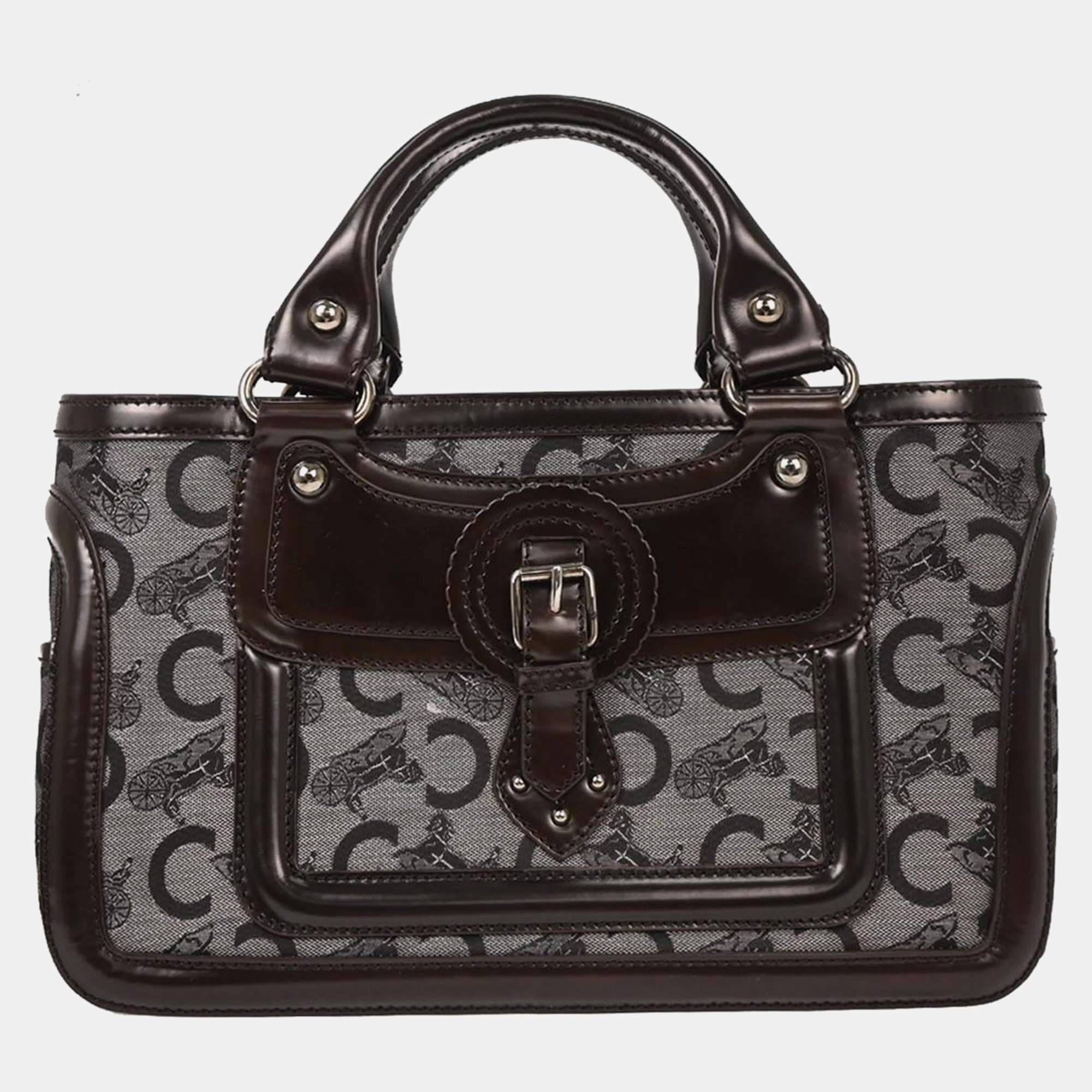 Pre Owned Celine Brown Black C Macadam Boogie Bag Handbag