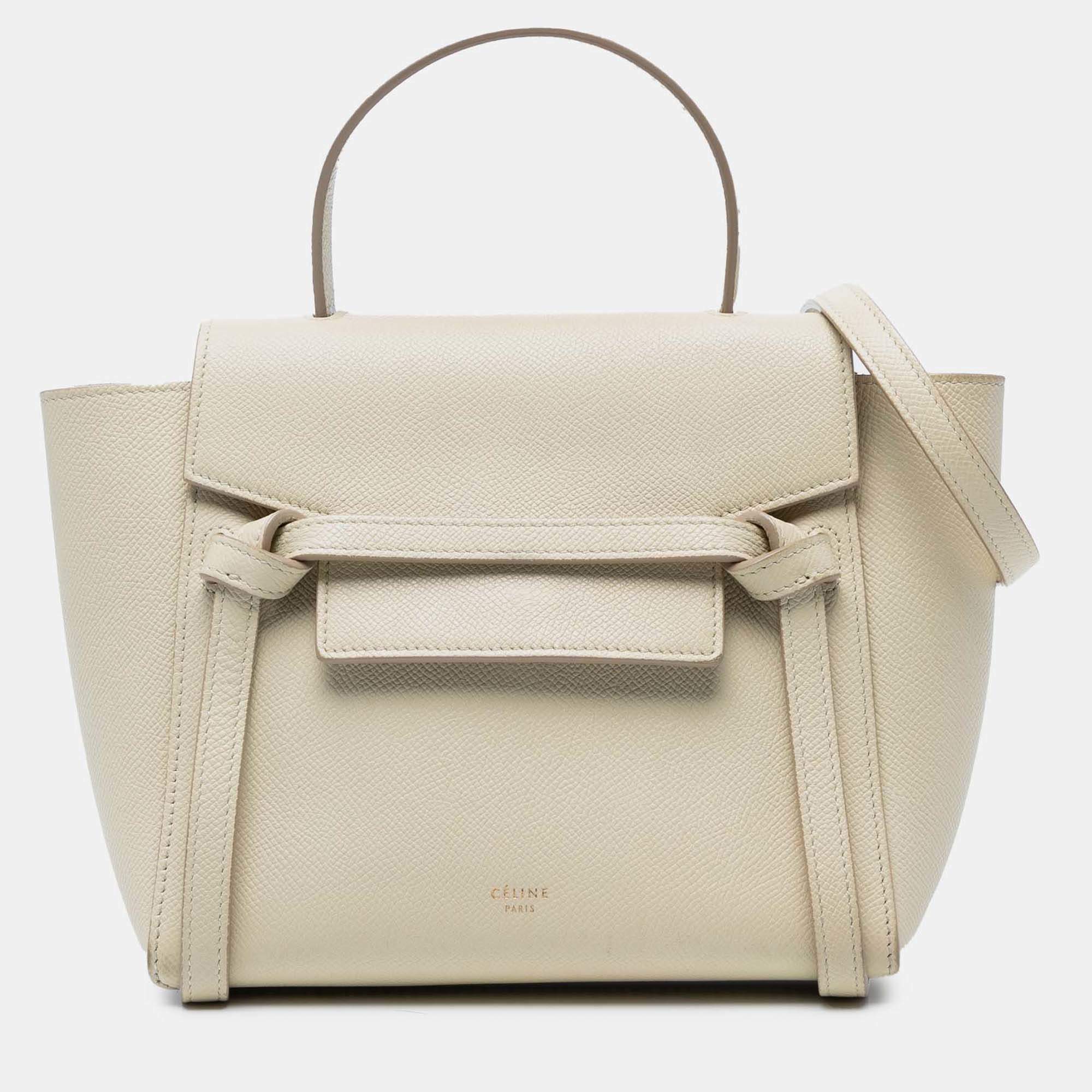 Pre Owned Celine Beige Nano Grained Calfskin Belt Bag