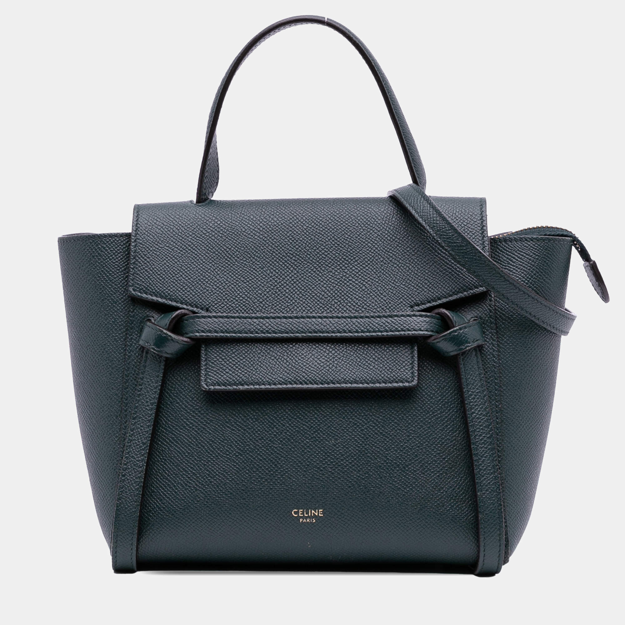 Pre Owned Celine Green Nano Grained Calfskin Belt Bag