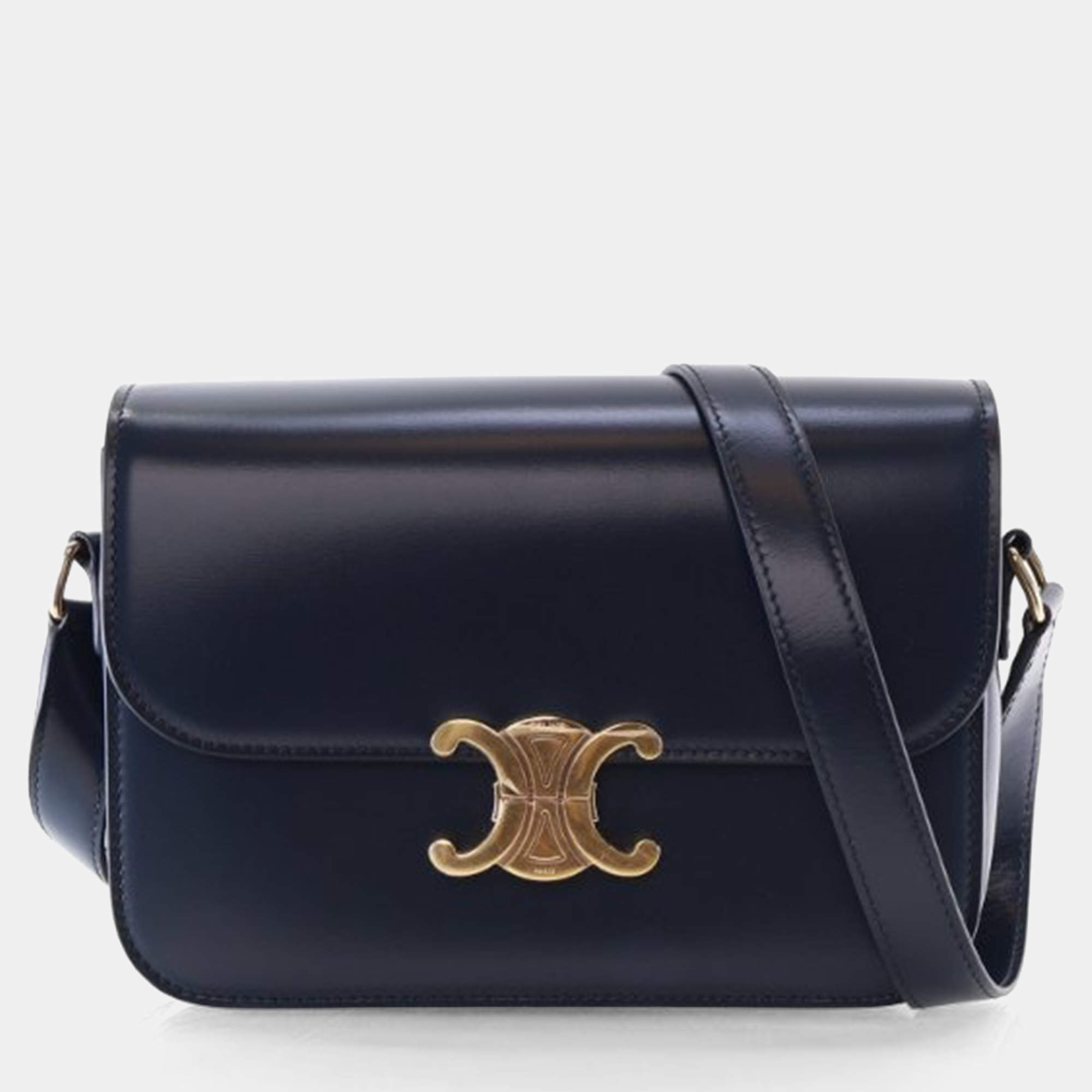 Pre Owned Celine Teen Shiny Calfskin Triomphe Bag