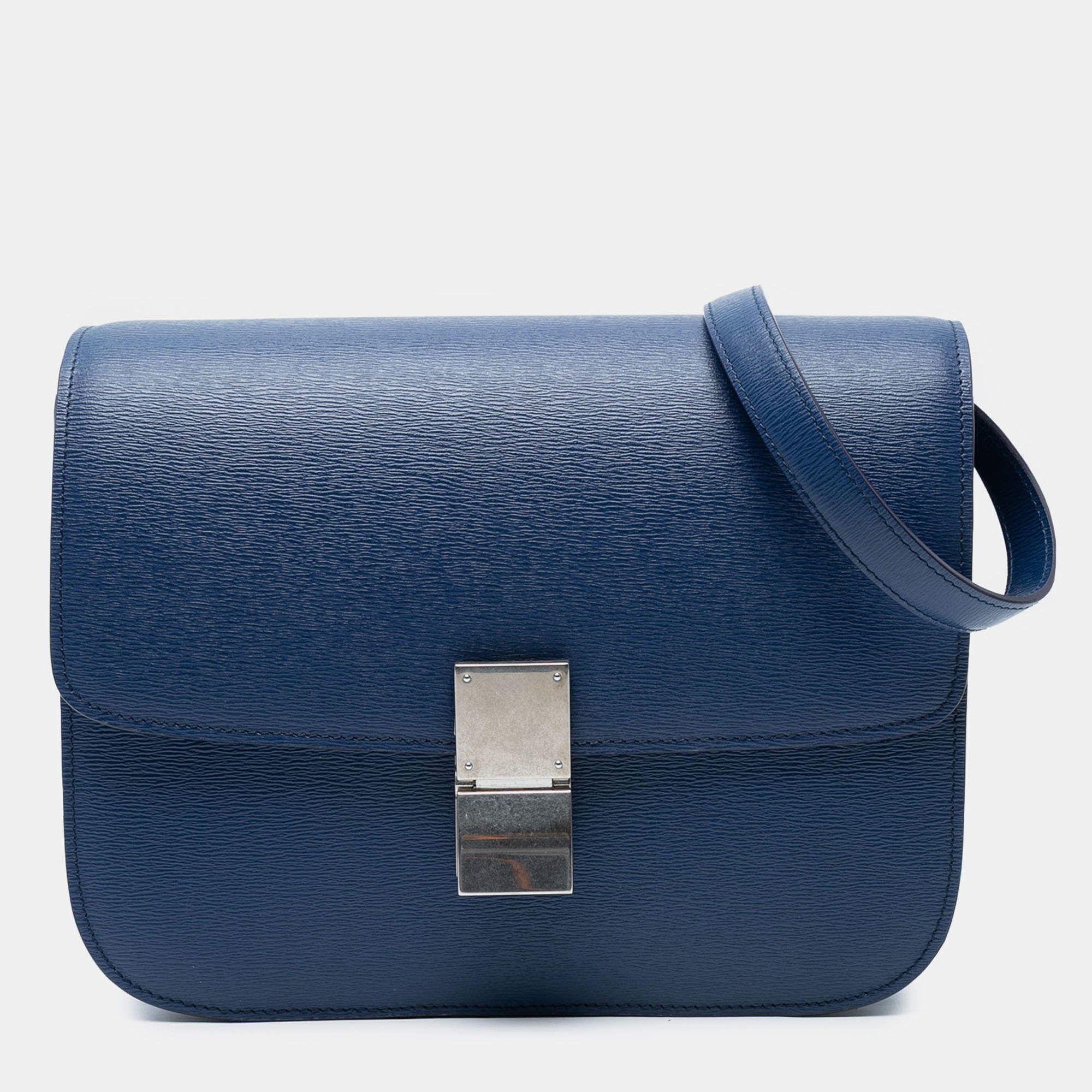 Pre Owned Celine Blue Medium Calfskin Classic Box