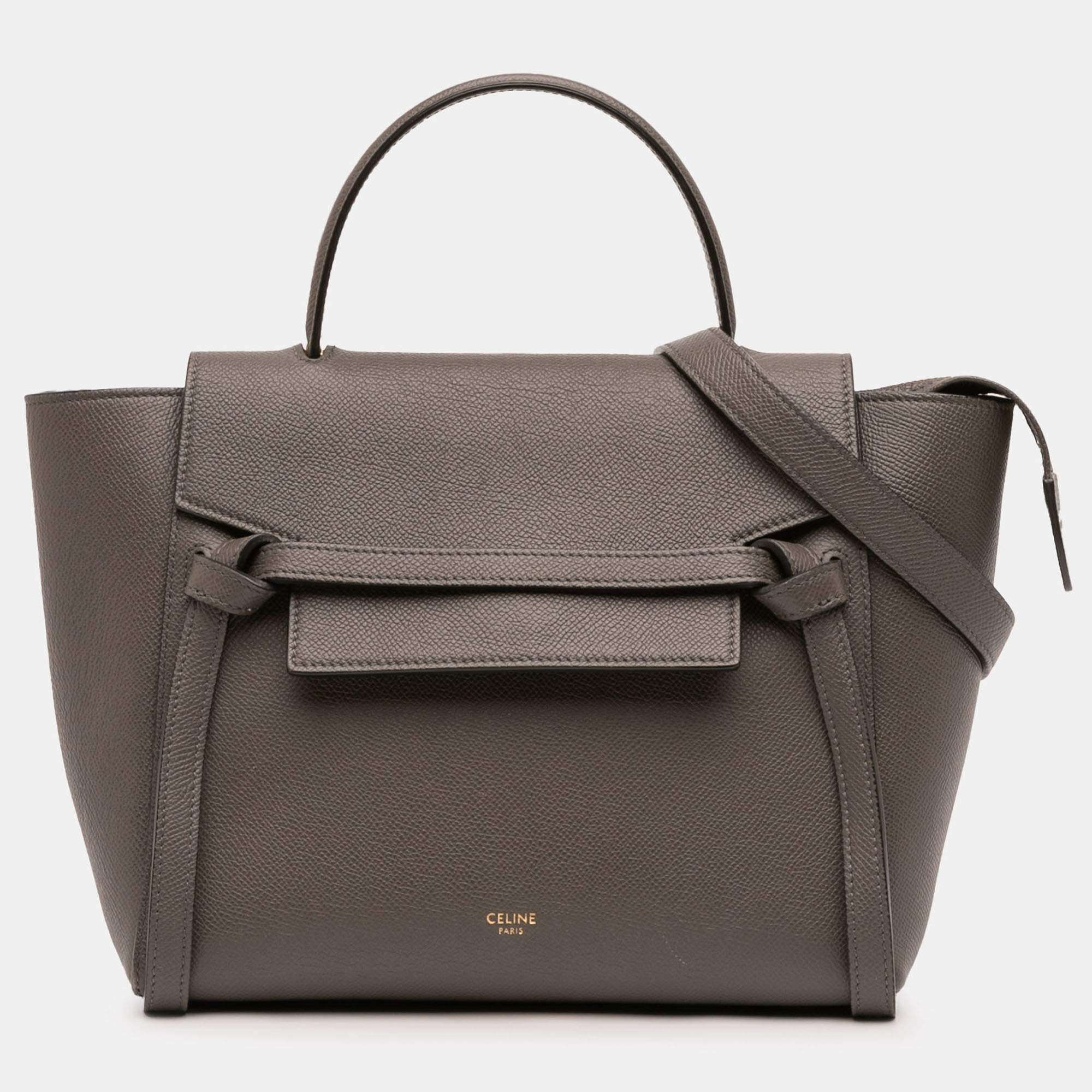 Pre Owned Celine Brown Micro Grained Calfskin Belt Bag