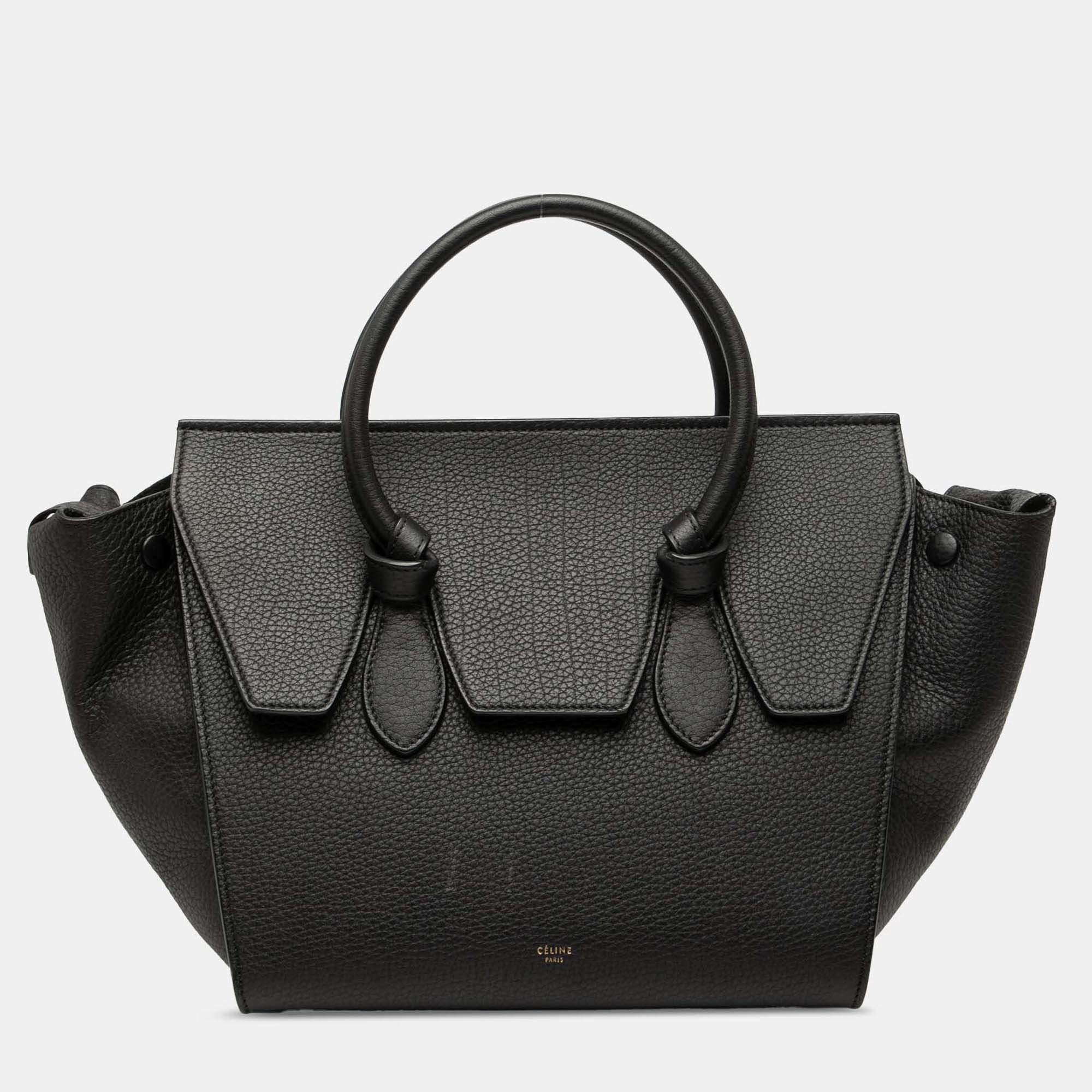 Pre Owned Celine Black Medium Grained Calfskin Tie Knot Tote