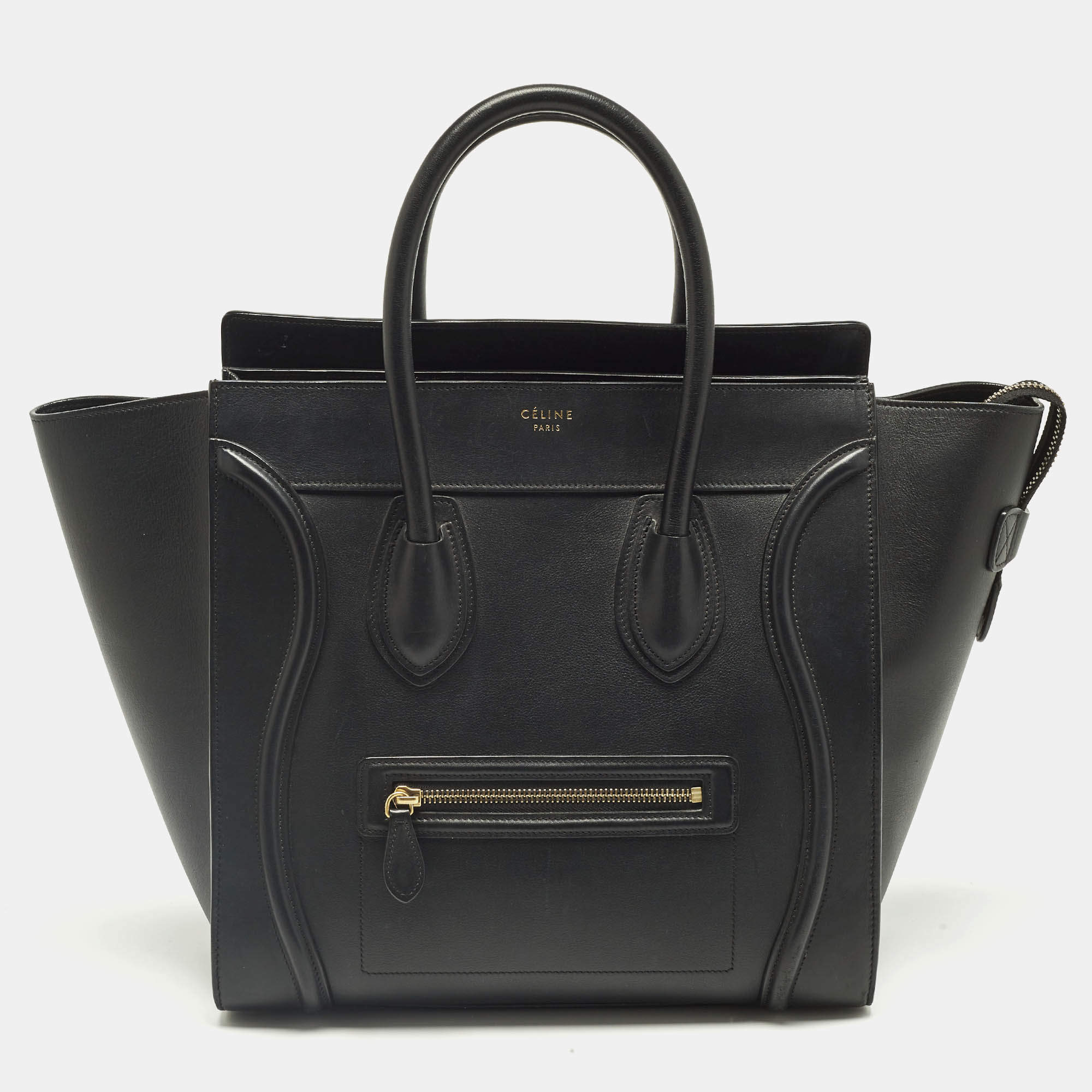 Pre Owned Celine Black Leather Mini Luggage Tote