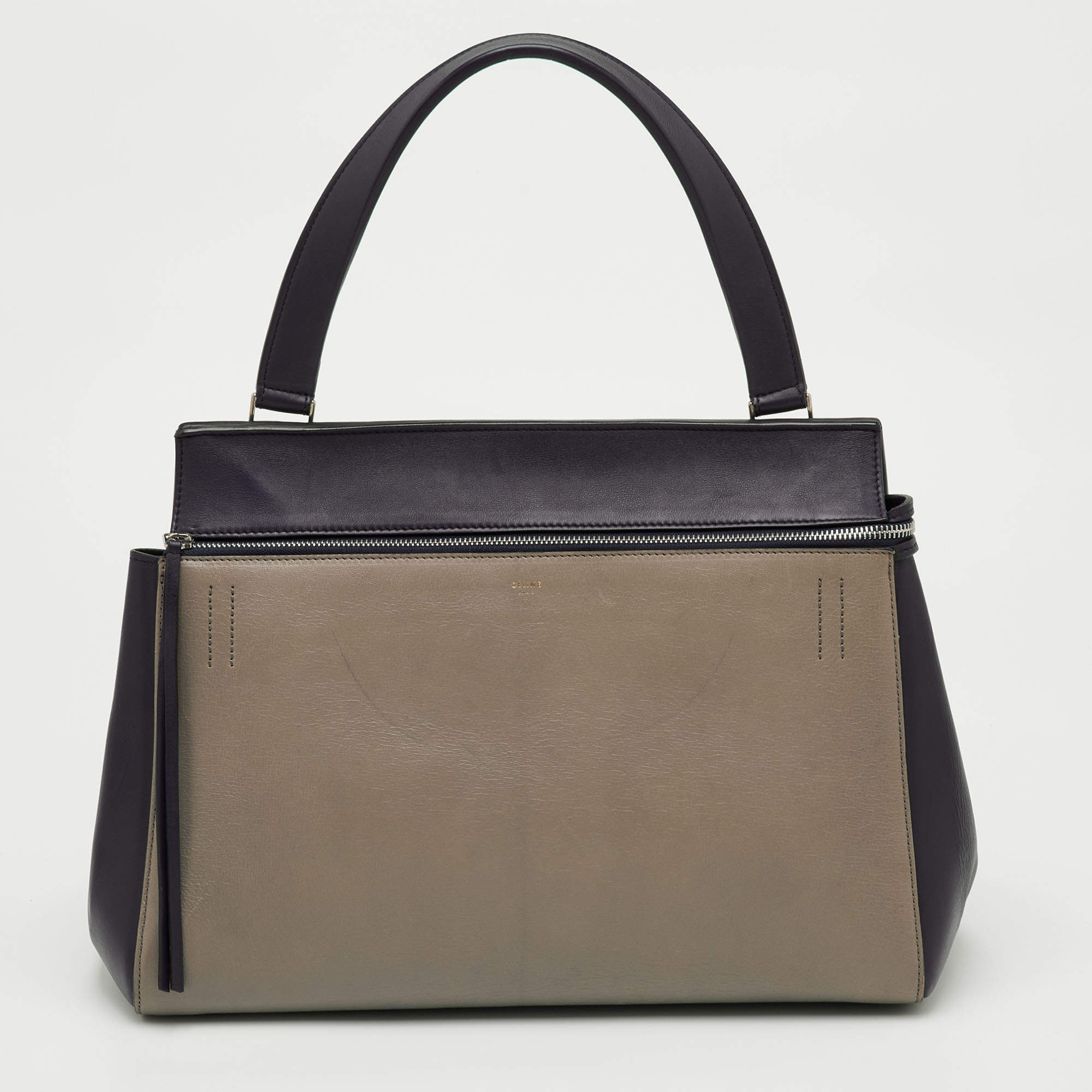Pre Owned Celine Edge Large Purple/Grey Leather Top Handle Bag