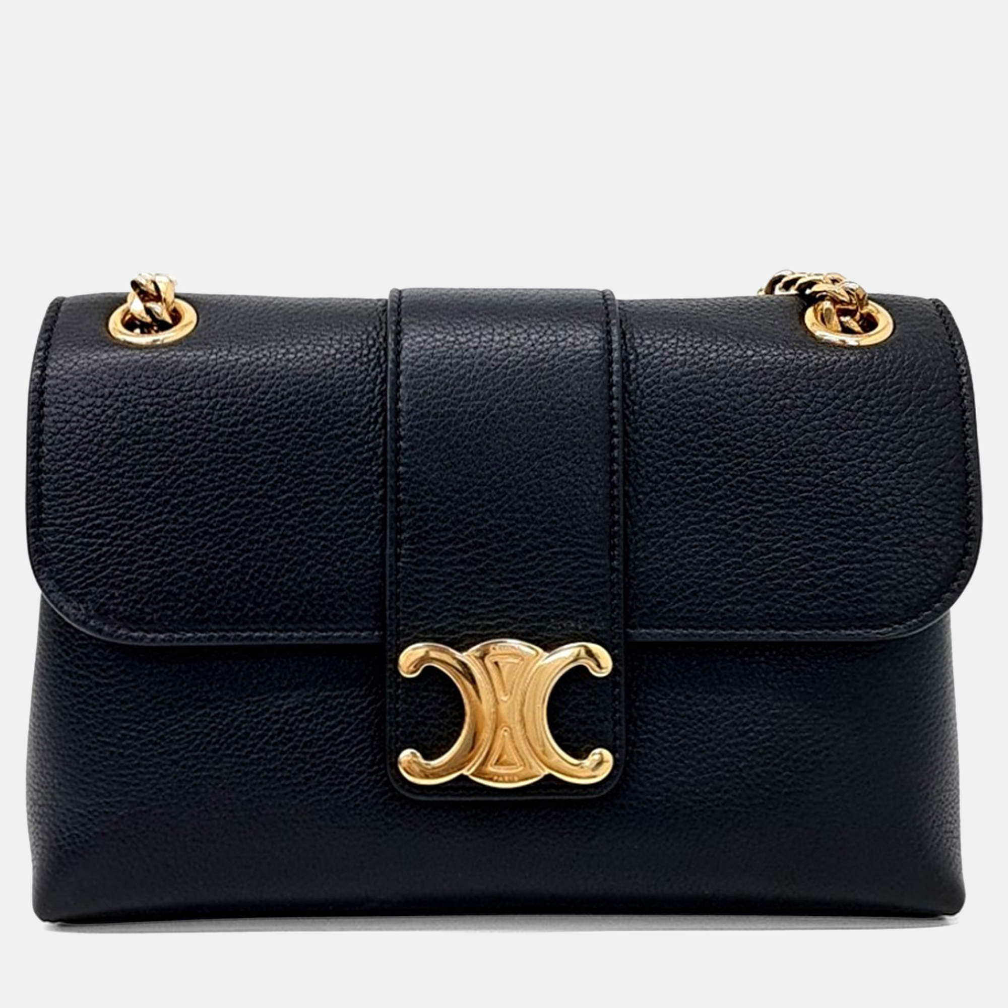 مملوكة مسبقًا Celine Black Leather Victoire Tin