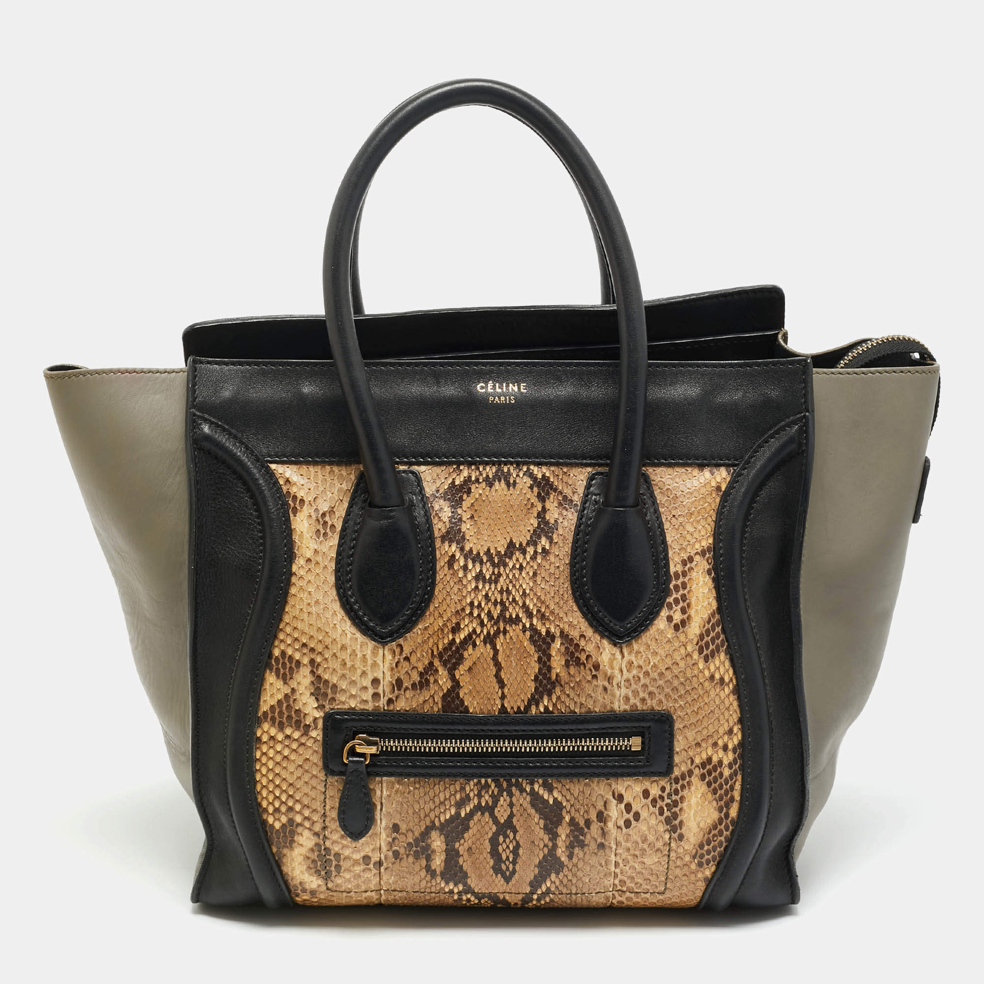 مملوكة مسبقًا Celine Luggage Mini Tricolor Leather and Python Tote