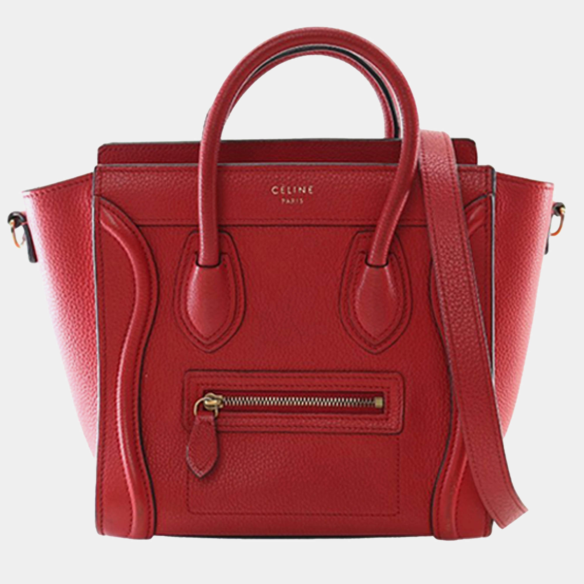 مملوكة مسبقًا Celine Red Nano Leather Luggage Tote