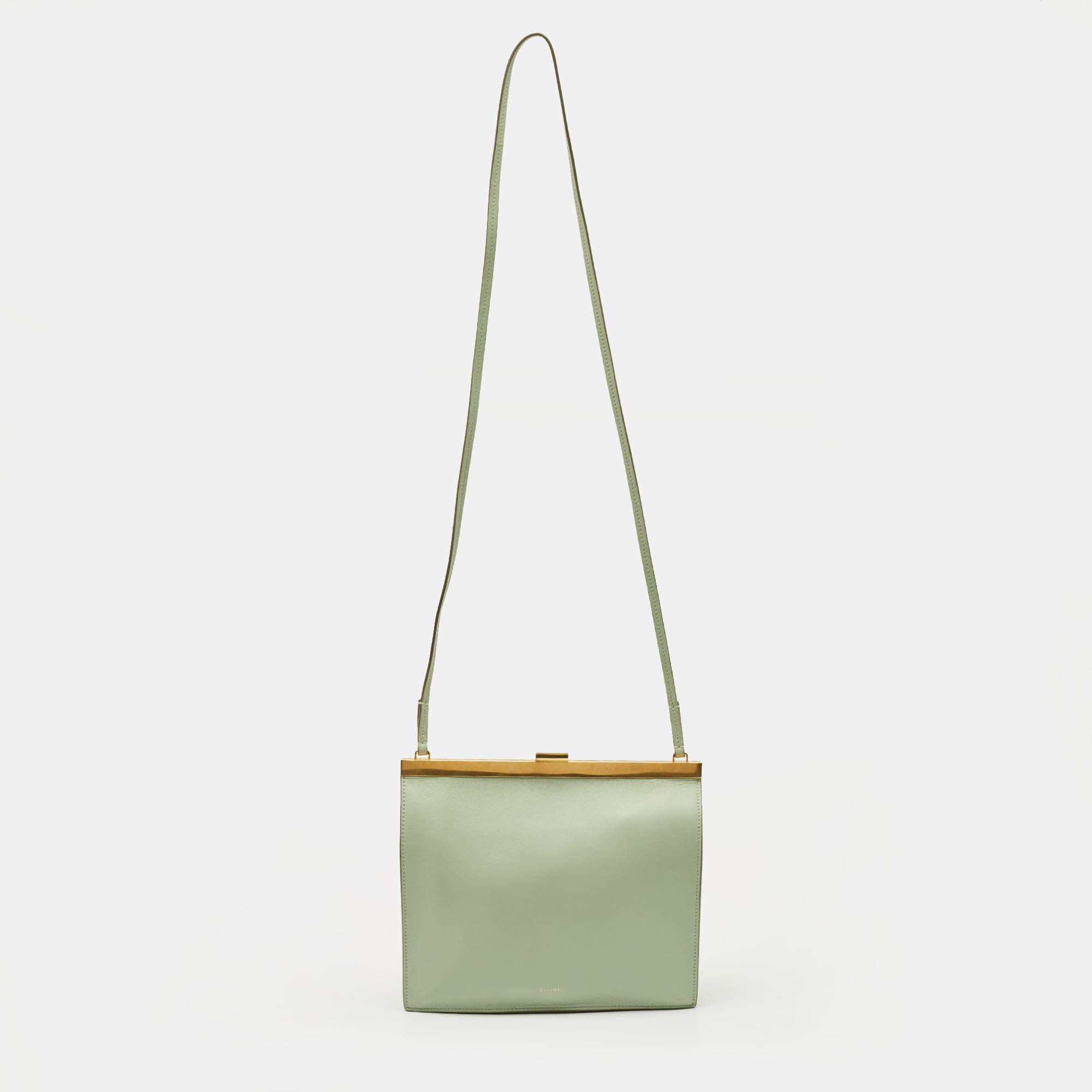 مملوكة مسبقًا Celine Clasp Mini Light Green Leather Crossbody Bag