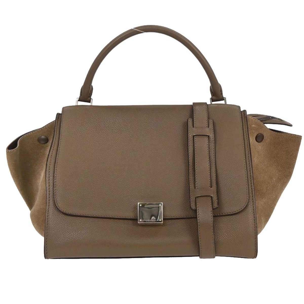 Pre Owned Celine Brown Leather Suede Trapeze 2Way Handbag