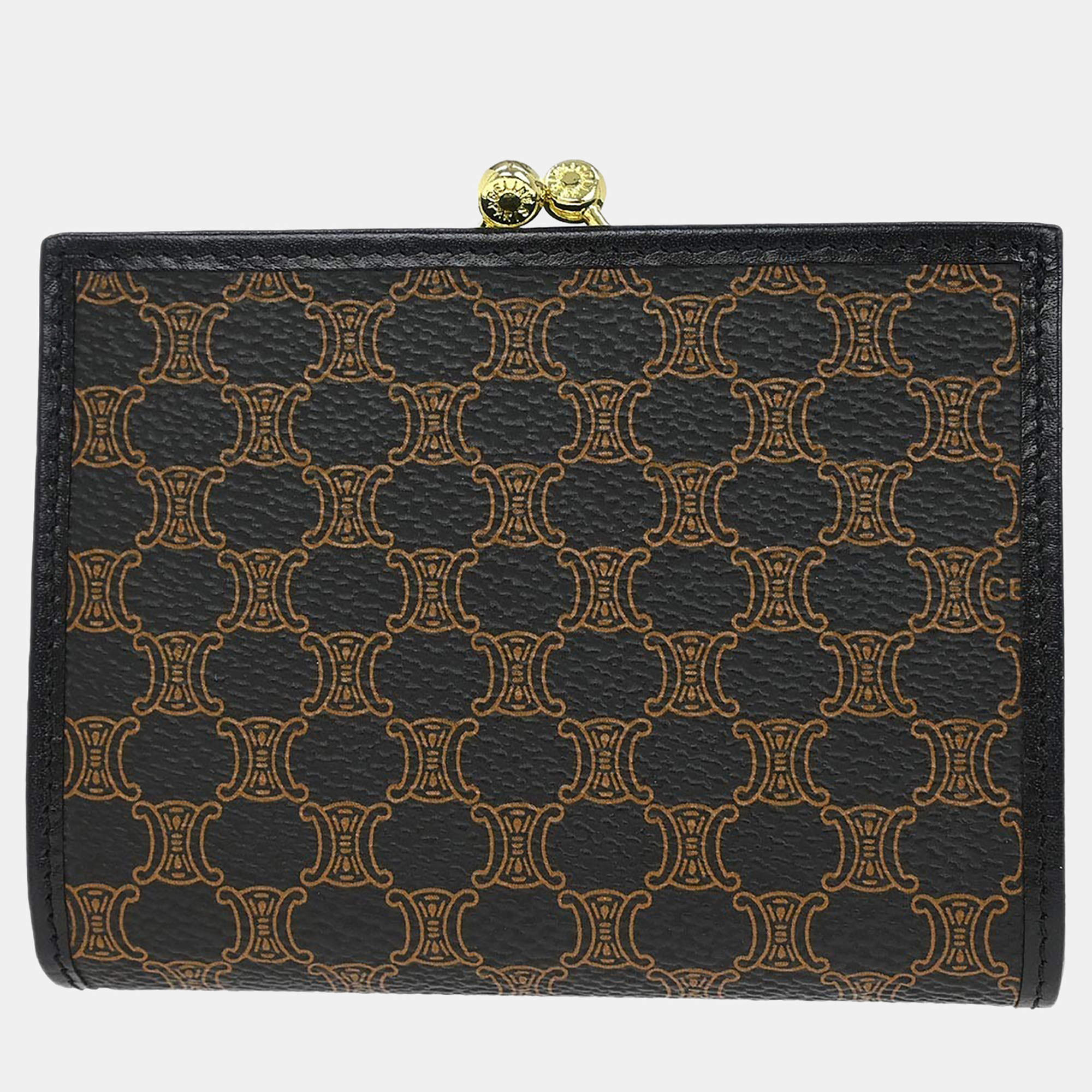 Pre Owned Celine Black Pvc Macadam Wallet