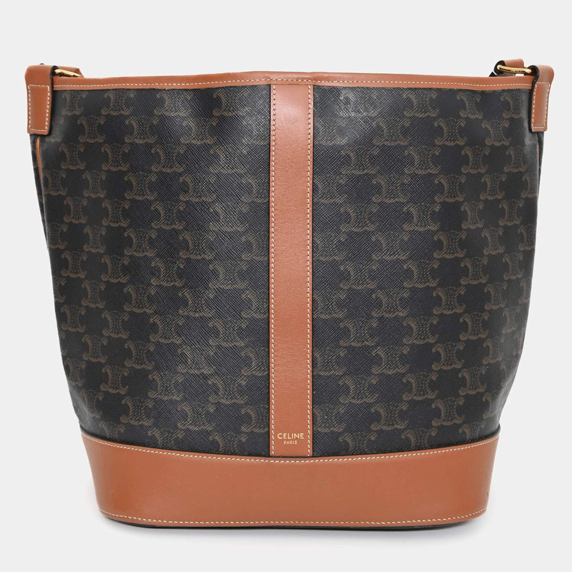 مملوكة مسبقًا حقيبة باكيت تريومف متوسطة قماش/جلد بني سيلين