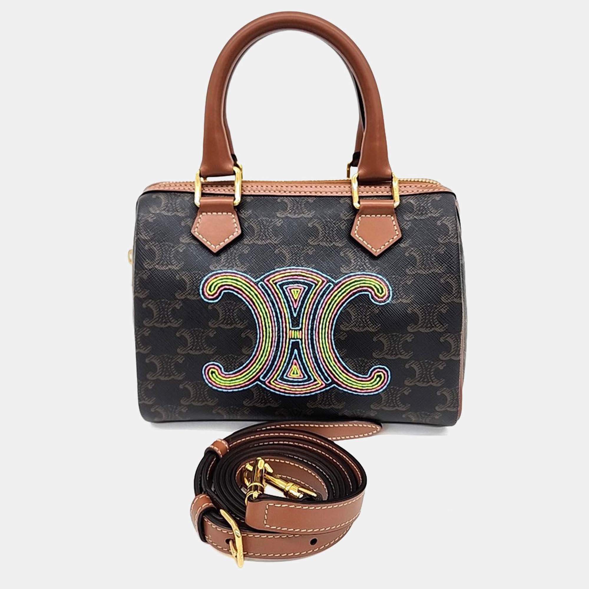 Pre Owned حقيبة سيلين تريومف كانفاس بني بوسطن صغيرة