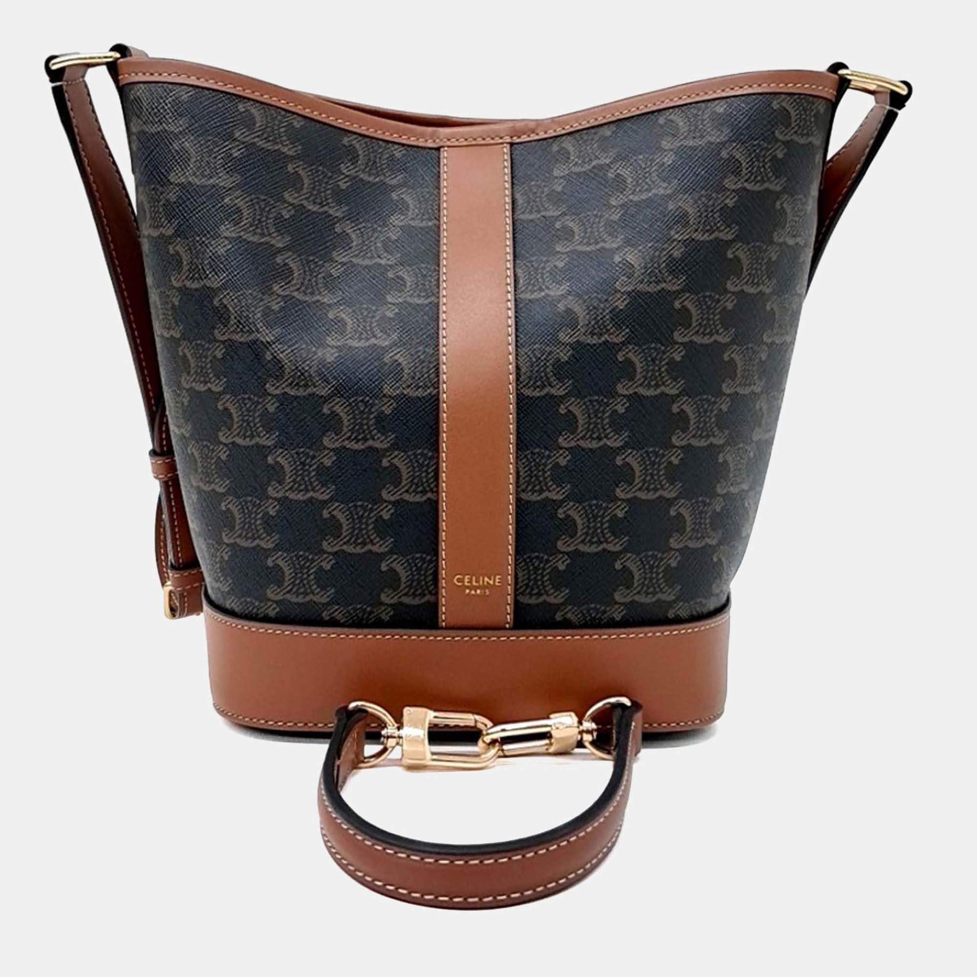 Pre Owned حقيبة باكيت سيلين قماش بني تريومف صغيرة