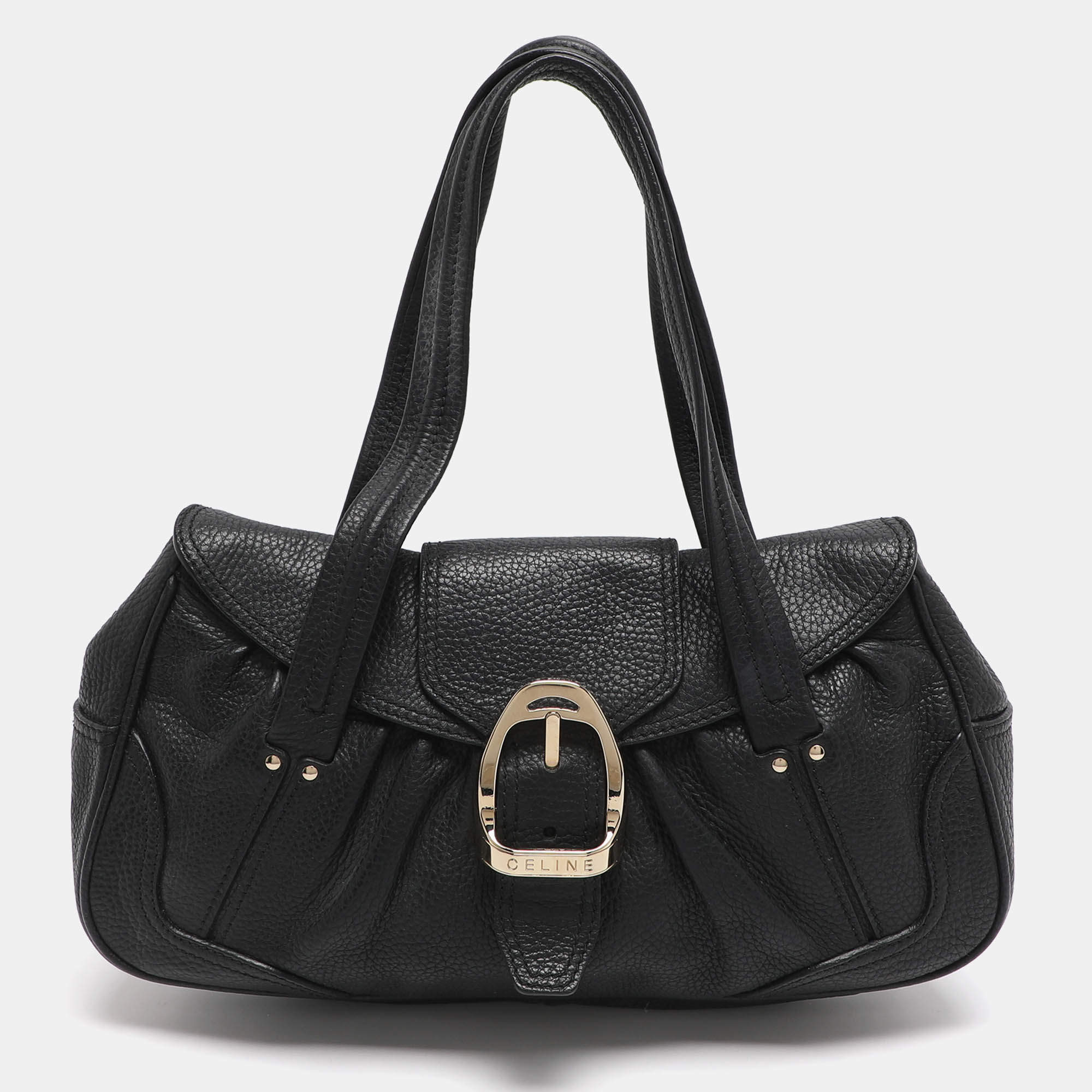 Pre Owned Celine Black Leather Shoulder Bag