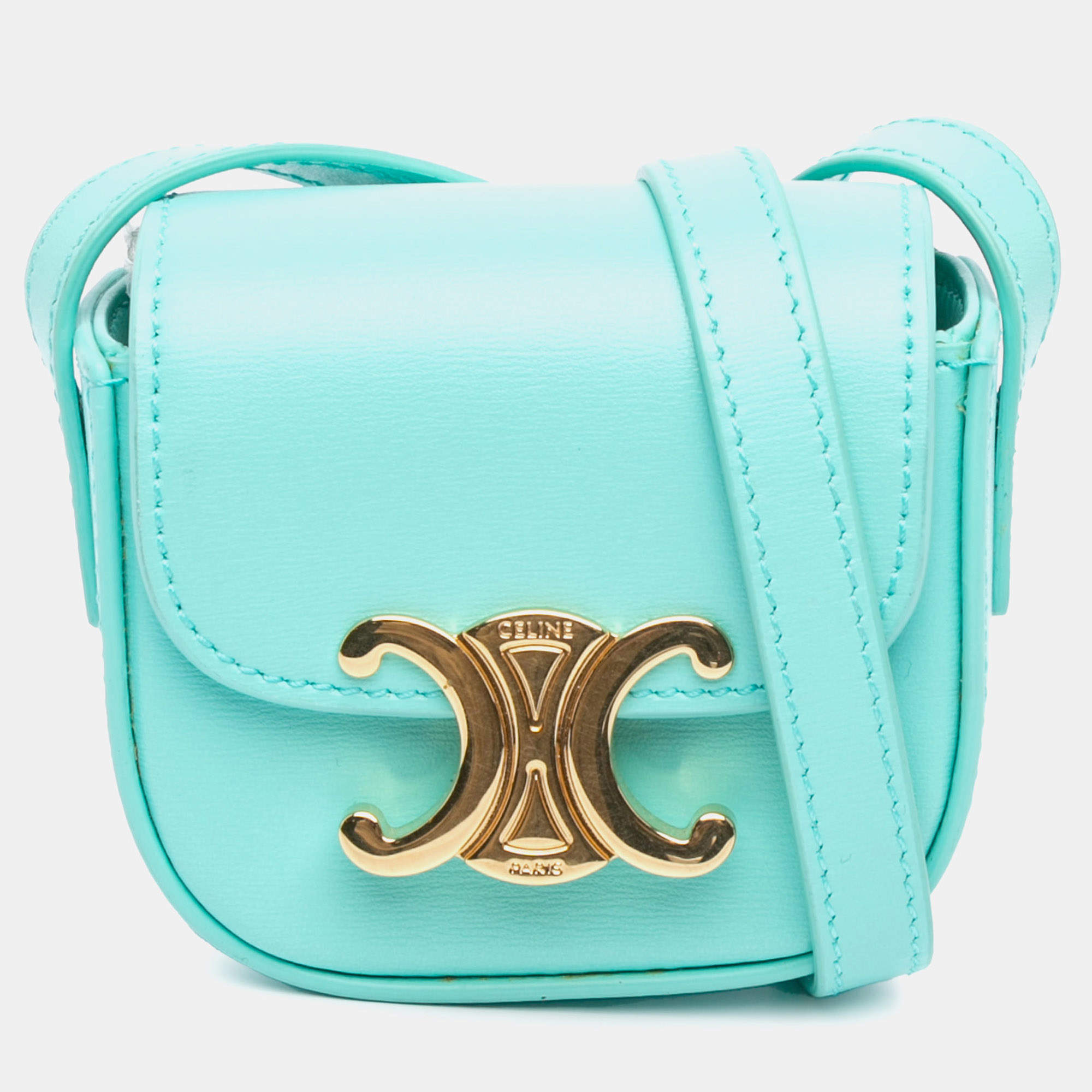 Pre Owned جراب للأيربودز من سيلين جلد أزرق تريومف مع حزام