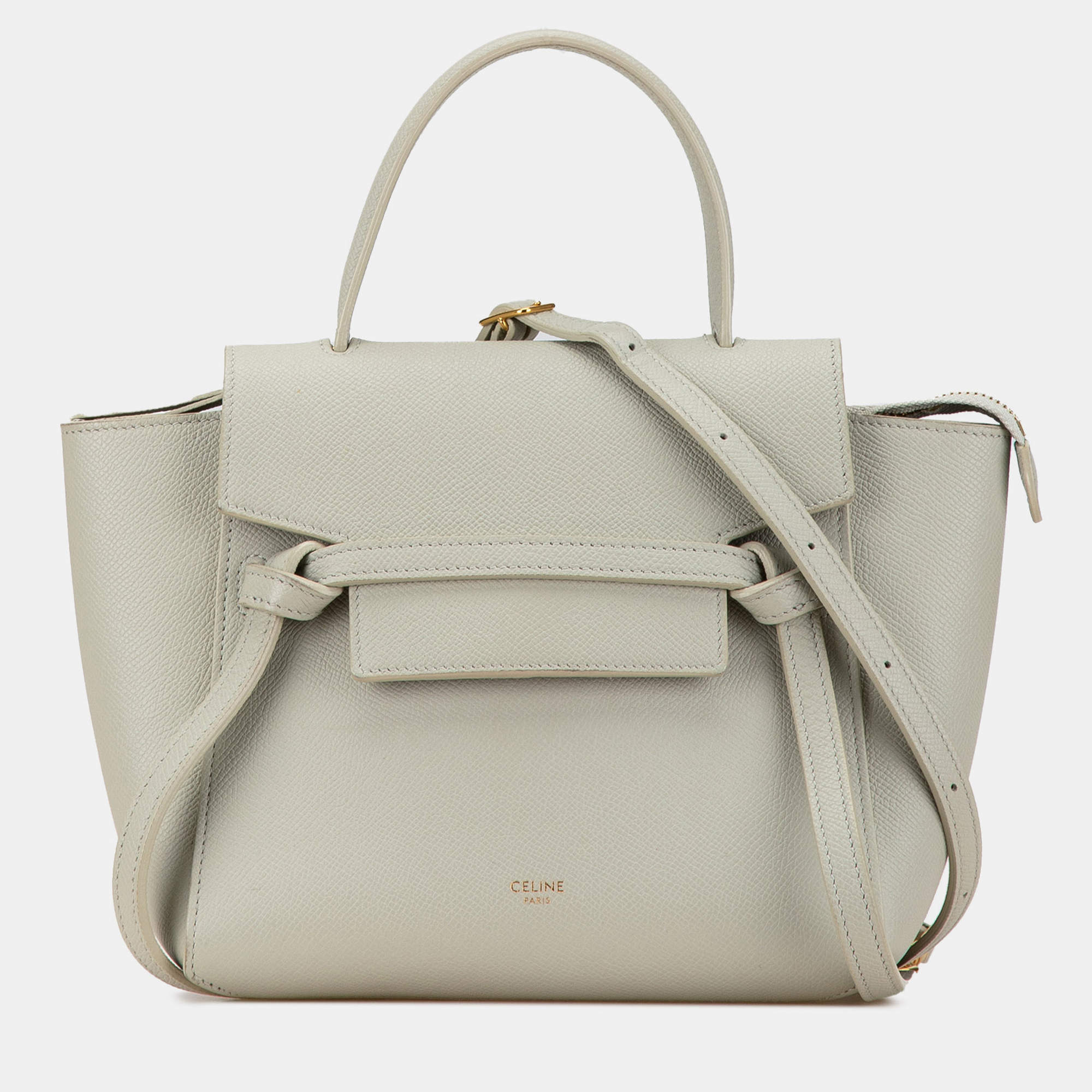 مملوكة مسبقًا Celine White Nano Grained Calfskin Belt Bag