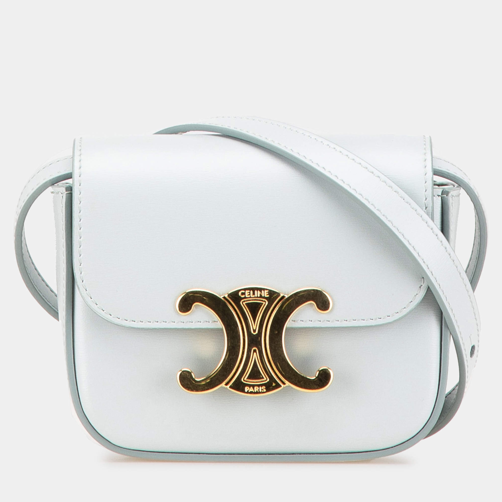 Pre Owned Celine Blue Mini Calfskin Claude Crossbody