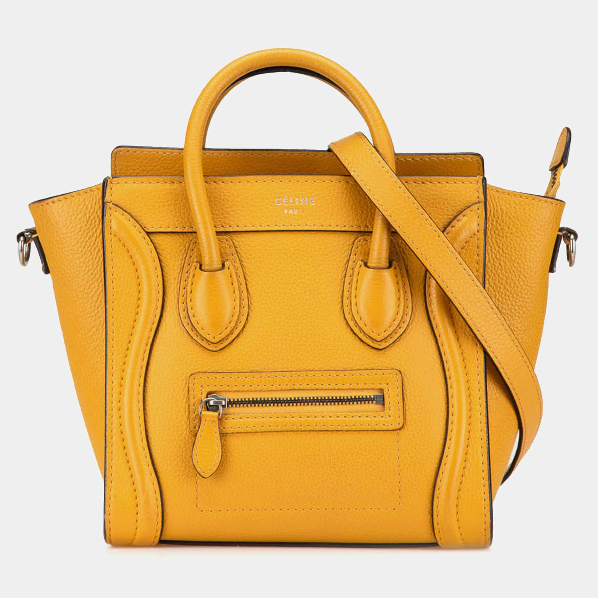 مملوكة مسبقًا Celine Yellow Nano Leather Luggage Tote