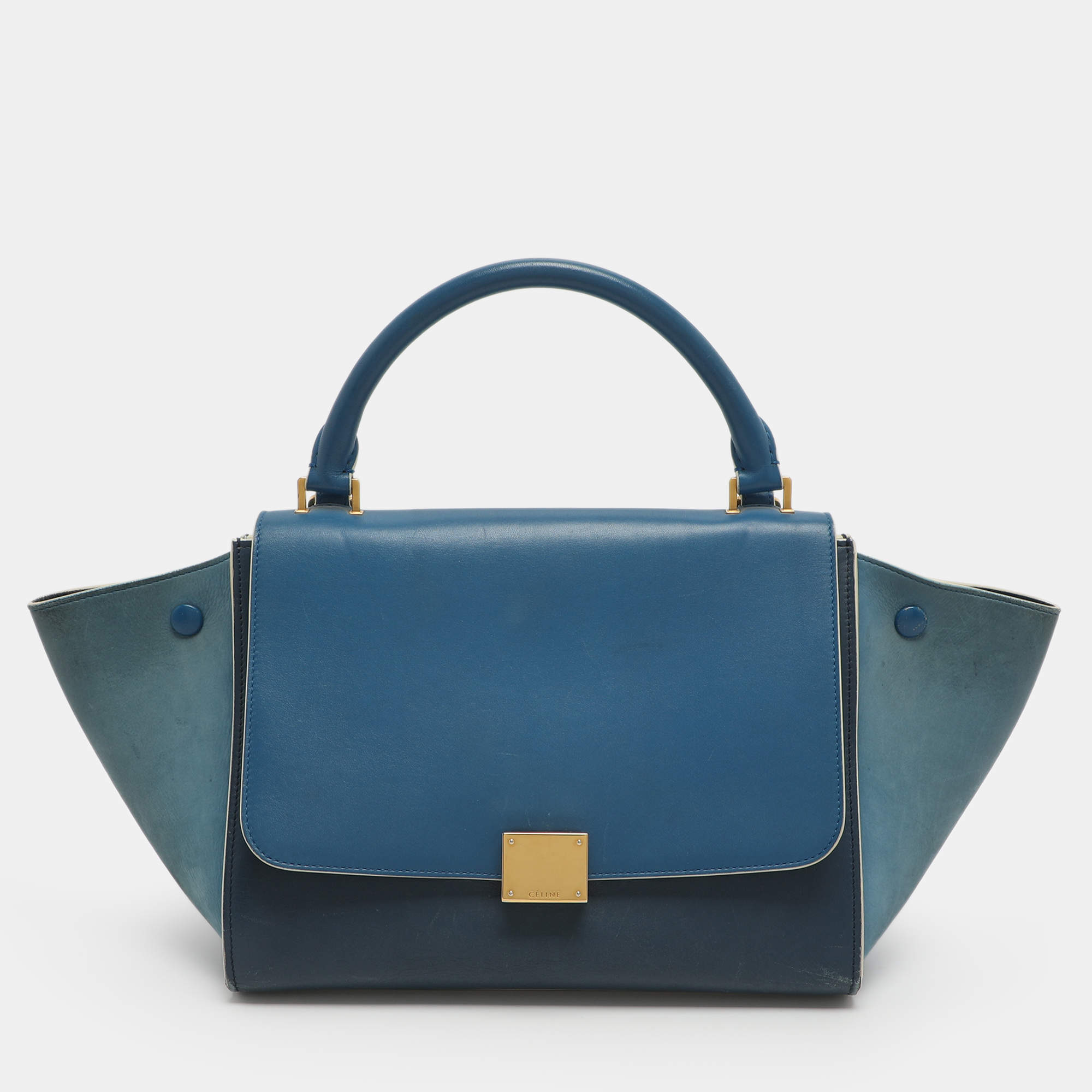 مملوكة مسبقًا Celine Trapeze Small Tricolor Leather Top Handle Bag