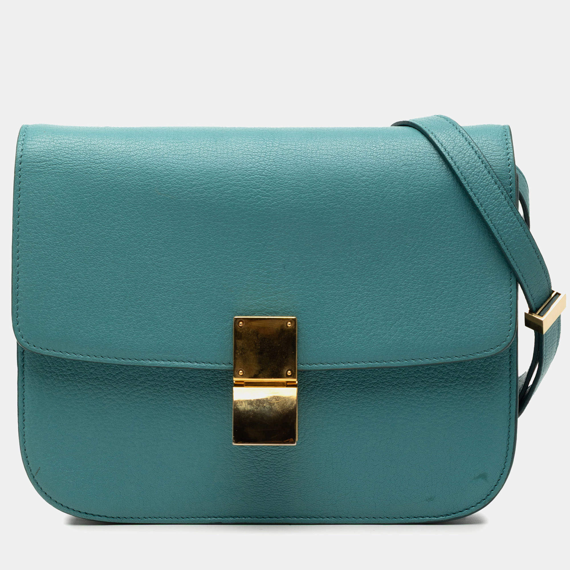 Pre Owned حقيبة بوكس كلاسيك جلد عجل وسط زرقاء سيلين