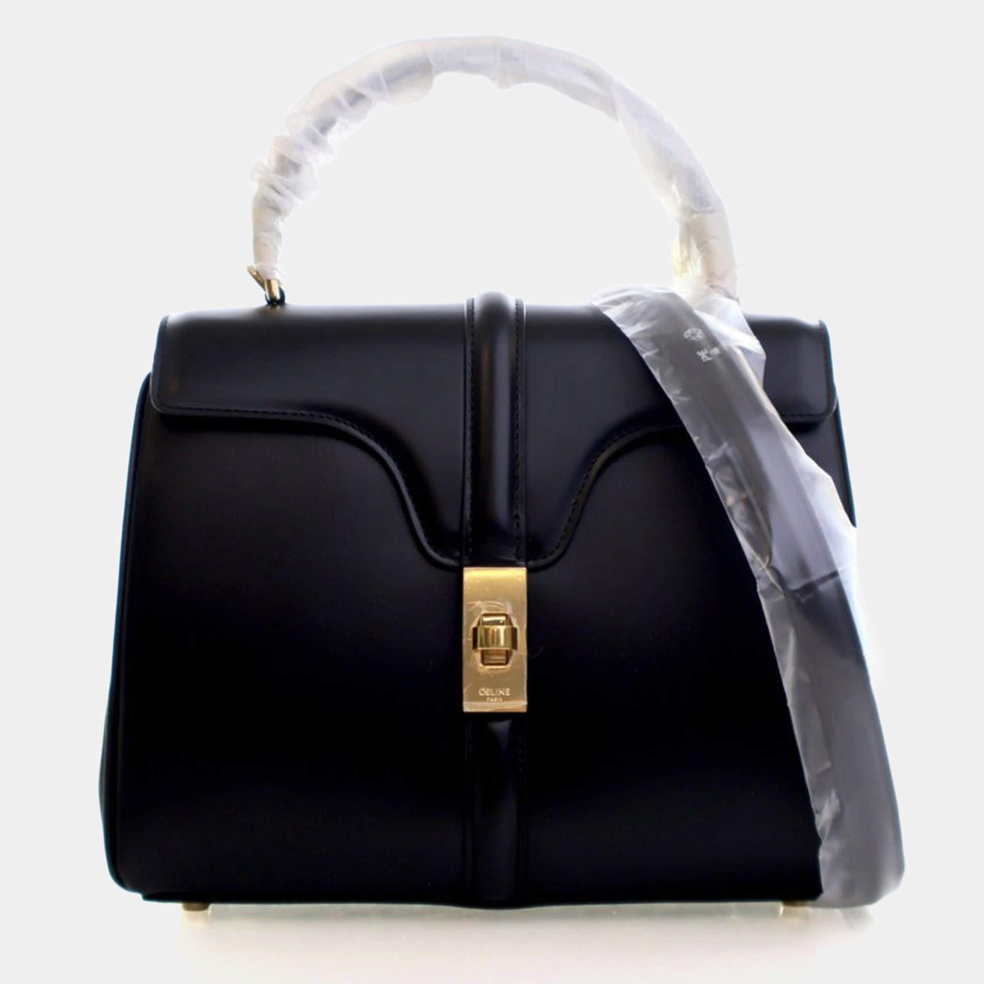 مملوكة مسبقًا Celine Small Black Calfskin 16 Top Handle Bag
