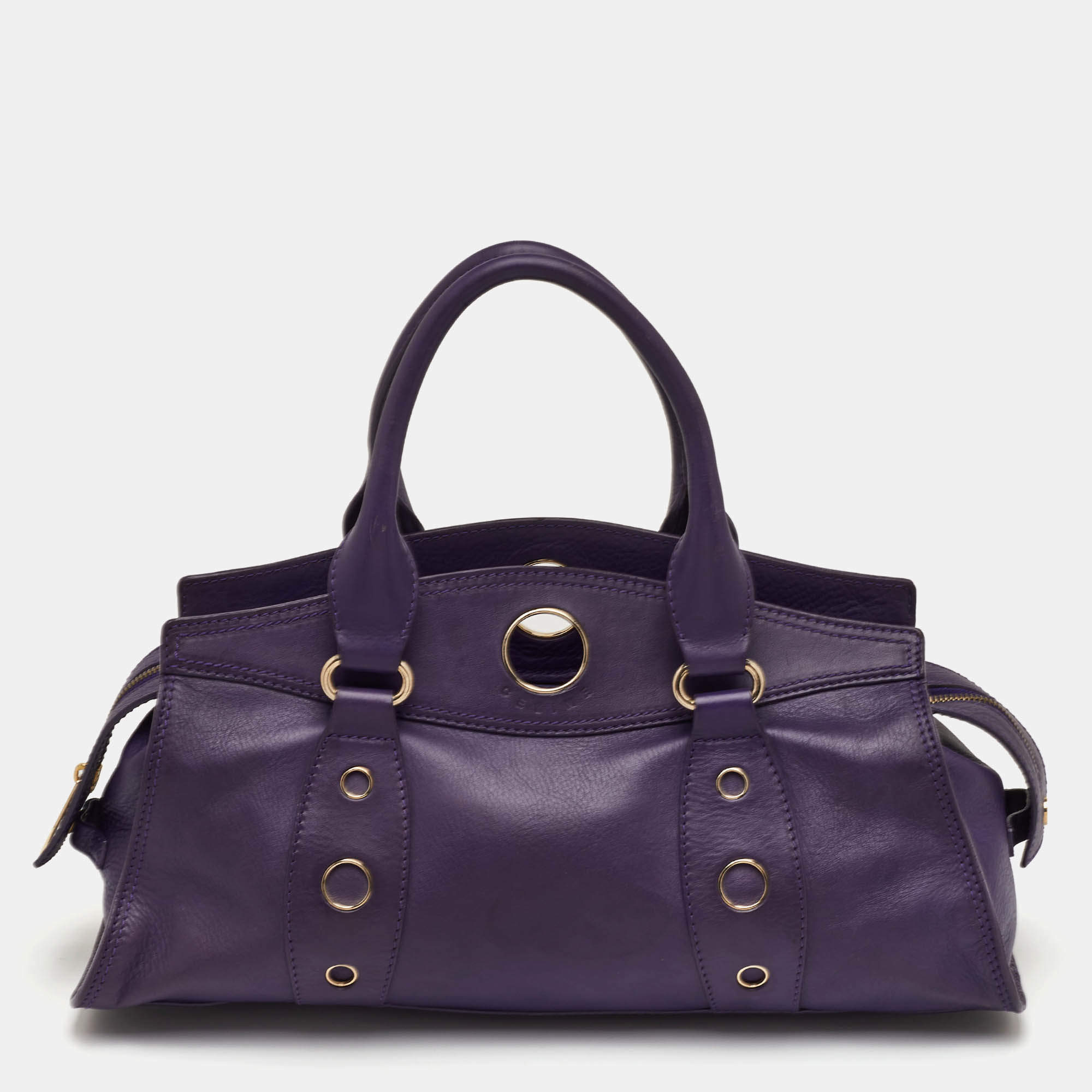 Pre Owned Celine Vintage Purple Leather Satchel