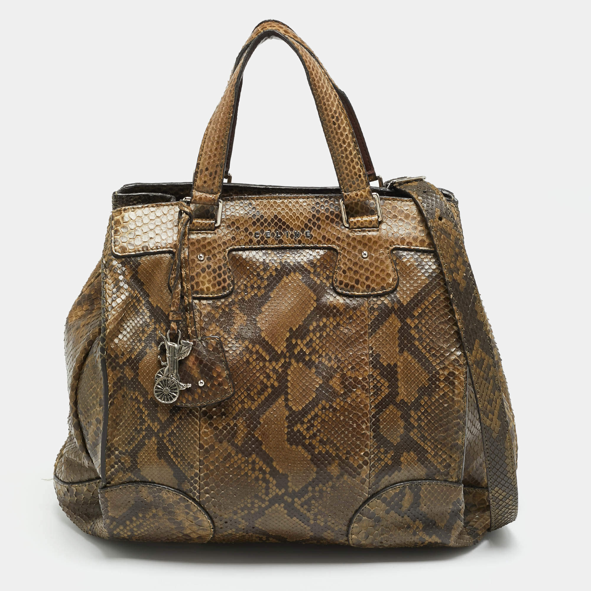 مملوكة مسبقًا Celine Charm Olive Green Python Tote
