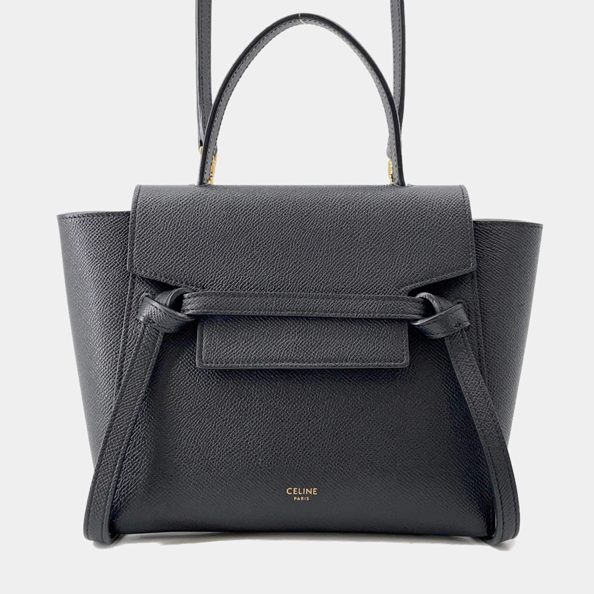 Pre Owned Celine Belt Bag Black Leather Size Nano