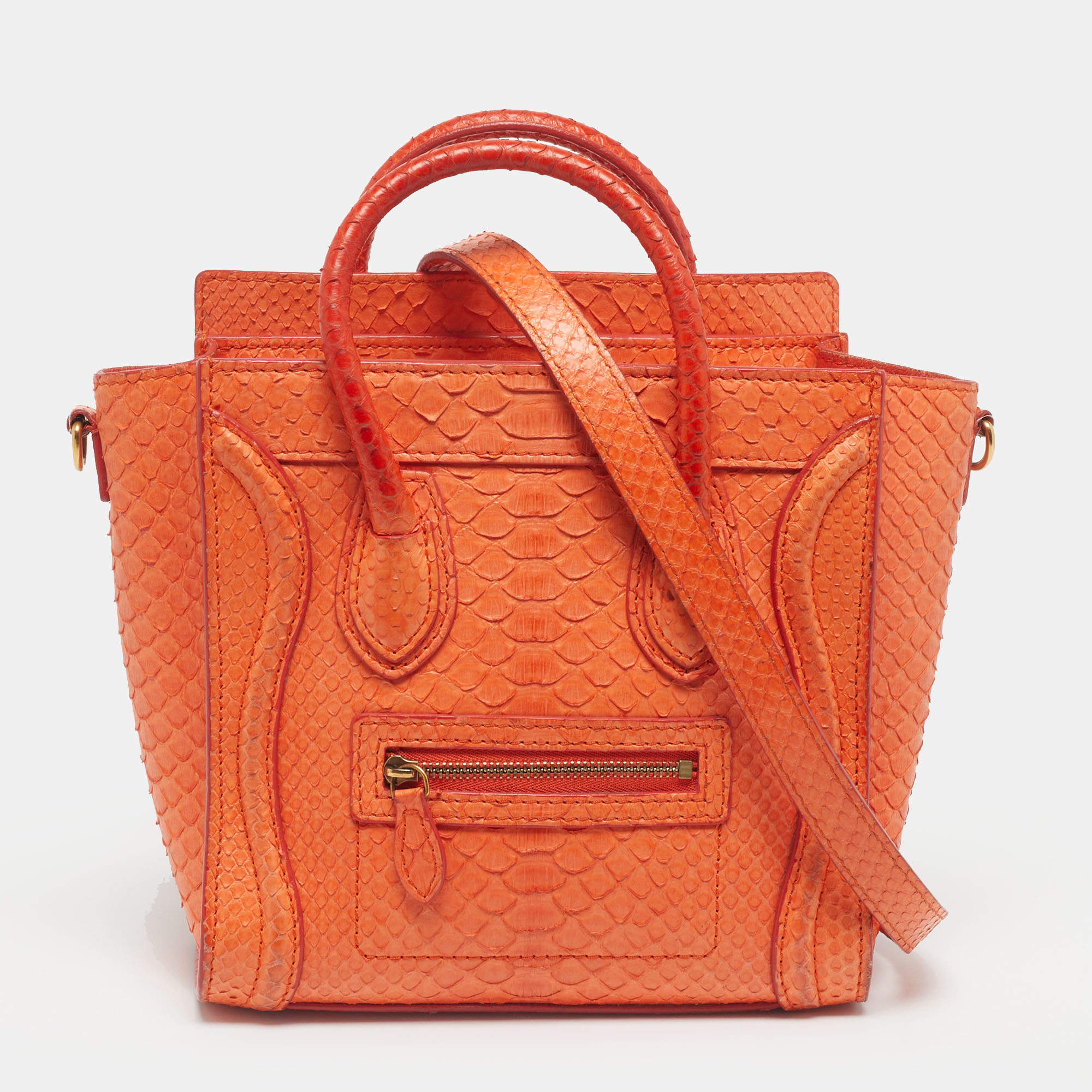 مملوكة مسبقًا Celine Luggage Nano Orange Python Tote