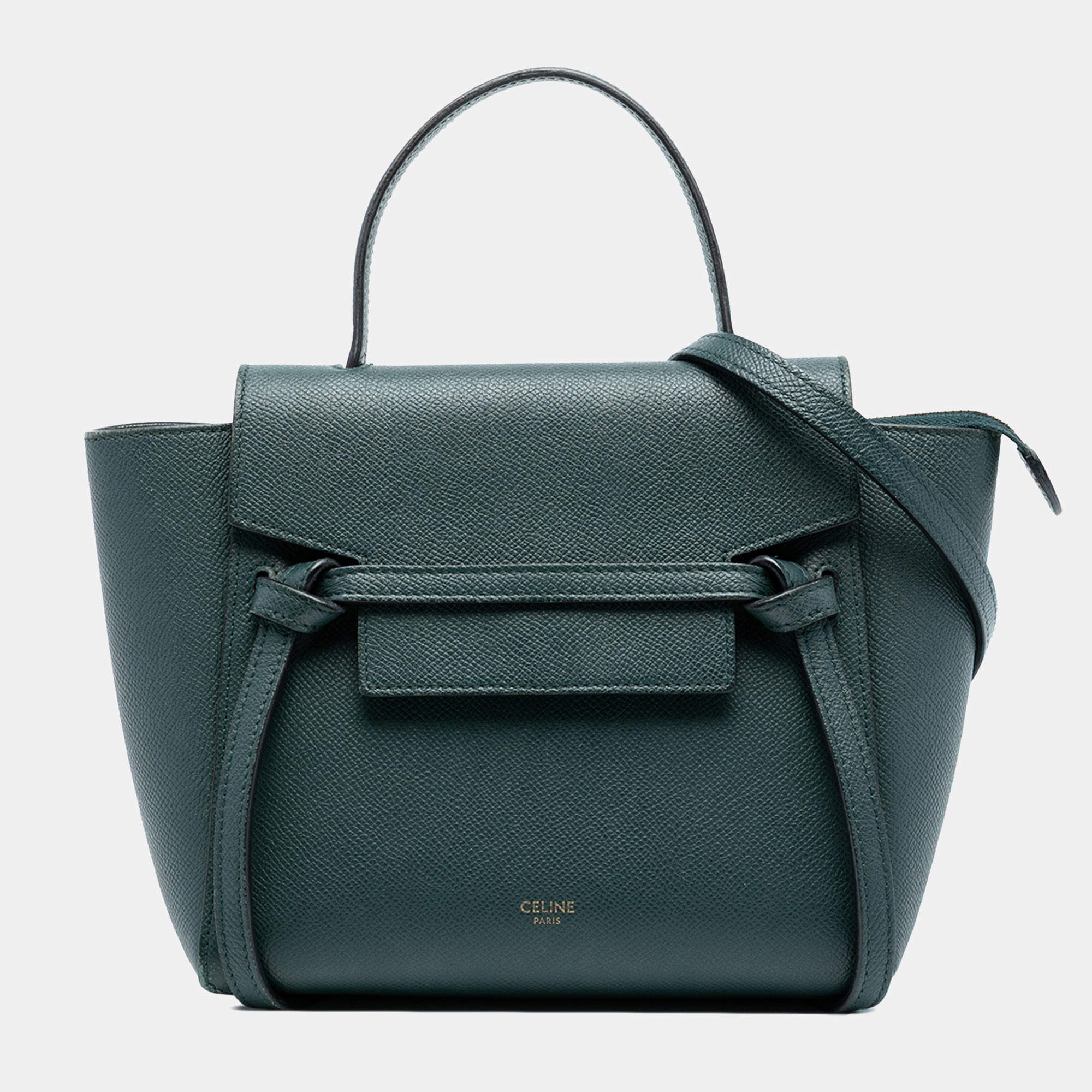 Pre Owned Celine Green Nano Grained Calfskin Belt Bag