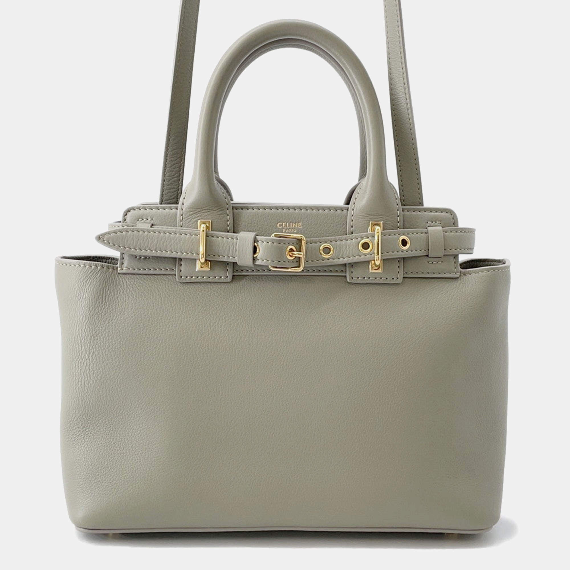 Pre Owned Celine Teen Conti Bag Green Clay Leather