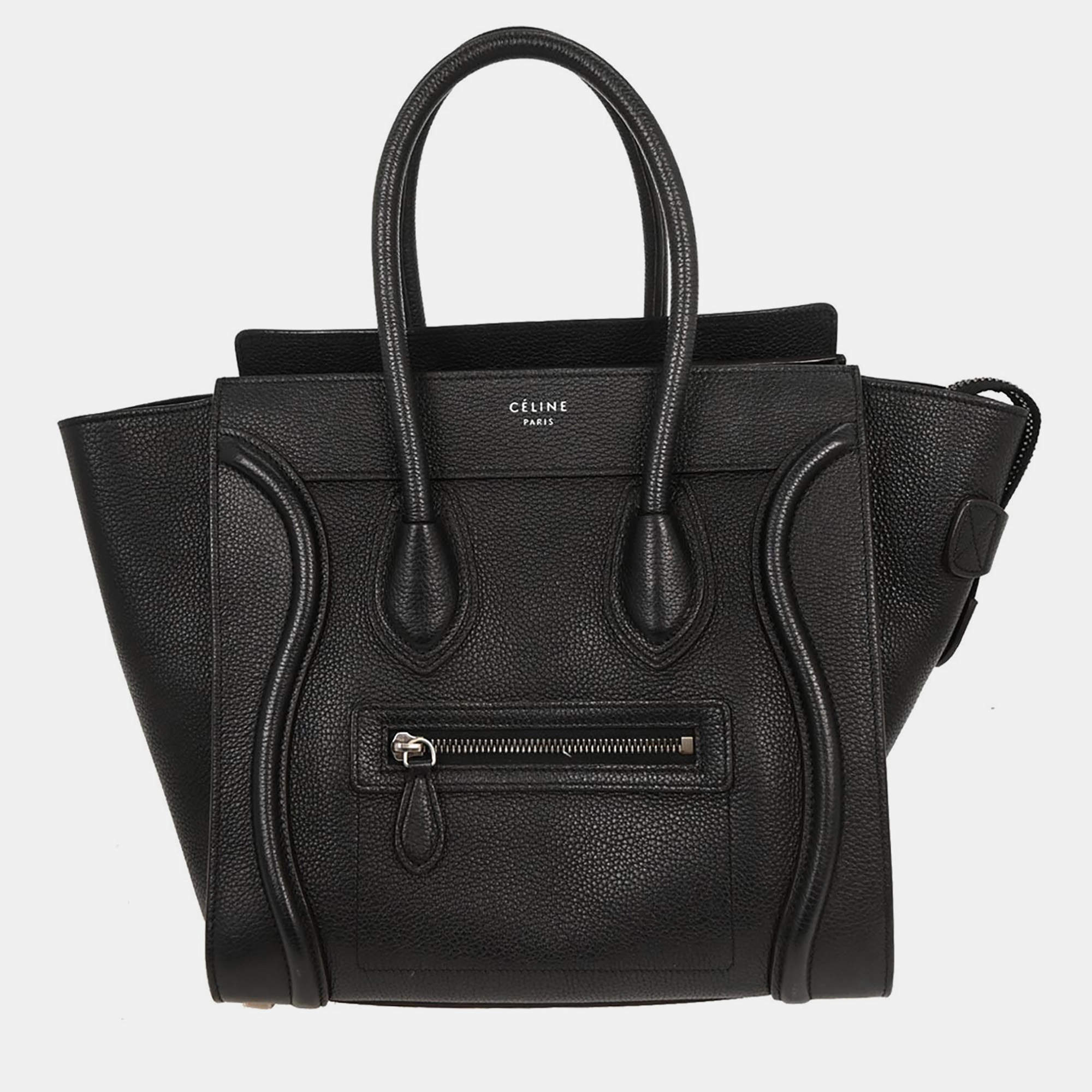 Pre Owned Celine Luggage Micro Black Calfskin Leather Tote Bag