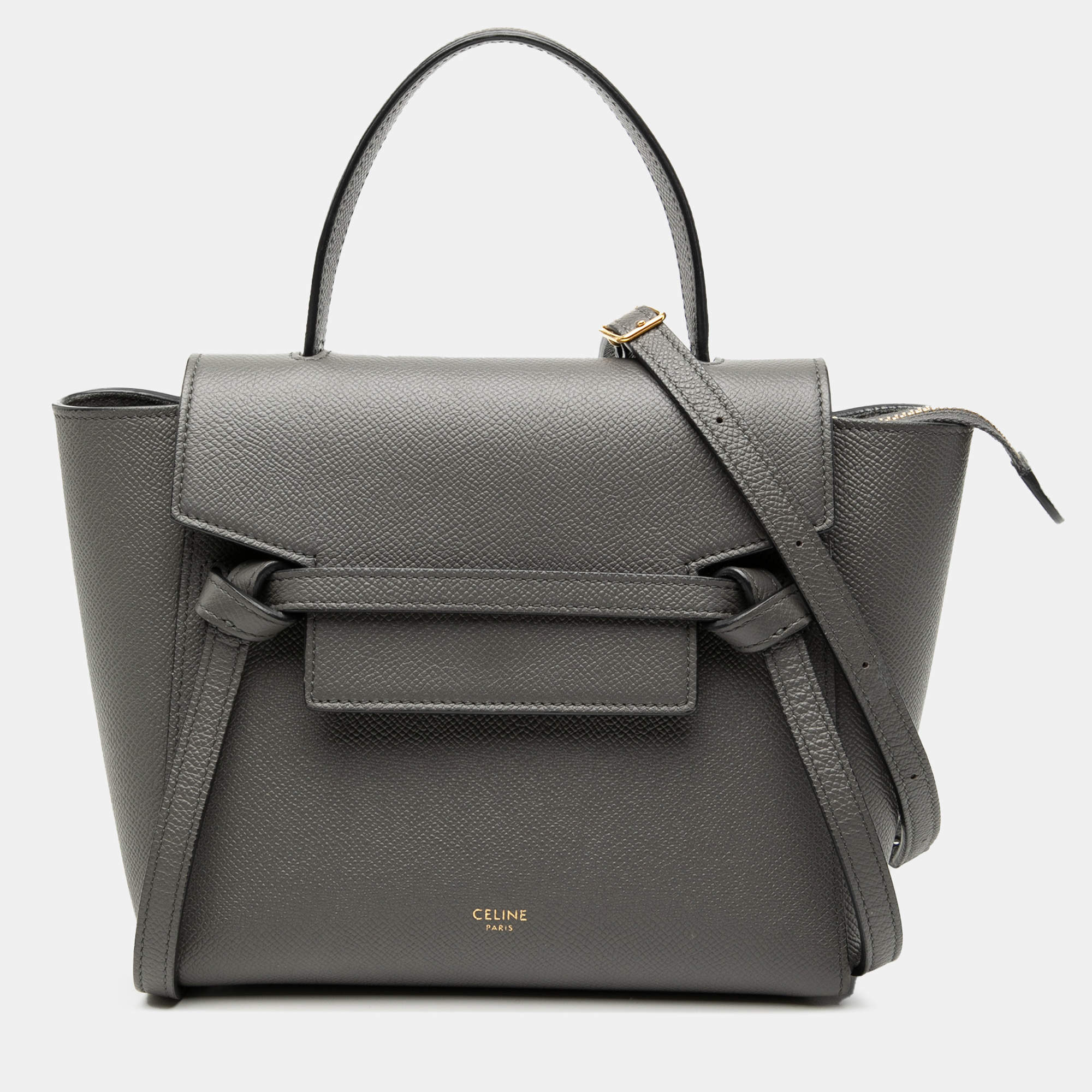 Pre Owned Celine Grey Celine Blue Nano Grained Calfskin Belt Bag