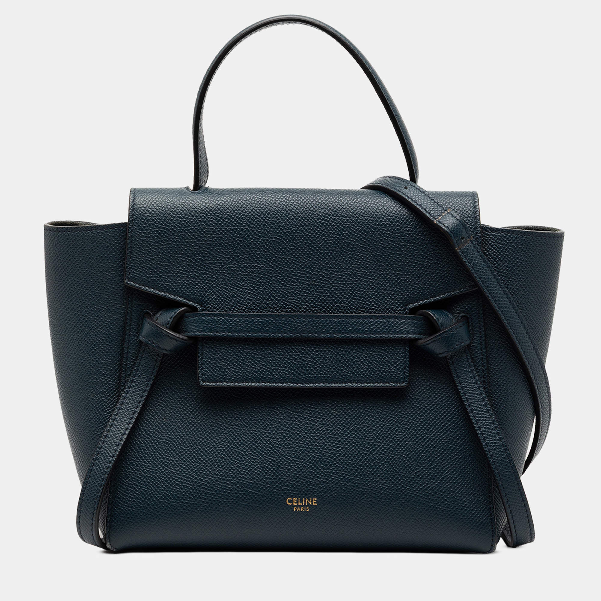 Pre Owned Celine Blue Nano Grained Calfskin Belt Bag