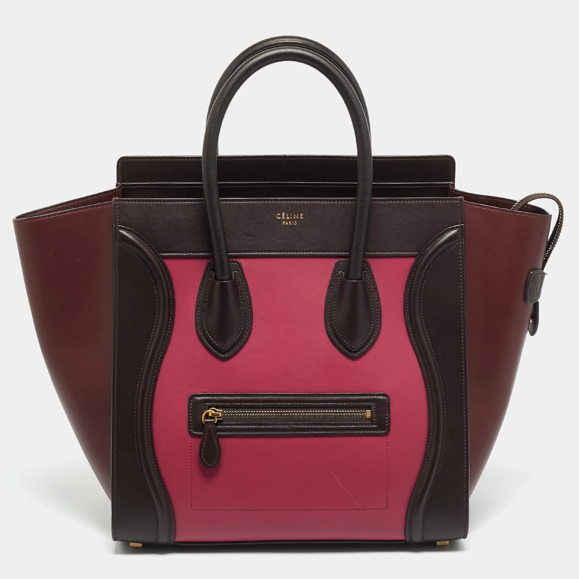 مملوكة مسبقًا حقيبة يد توتس سيلين جلد لاغيدج صغيرة ثلاثية اللون