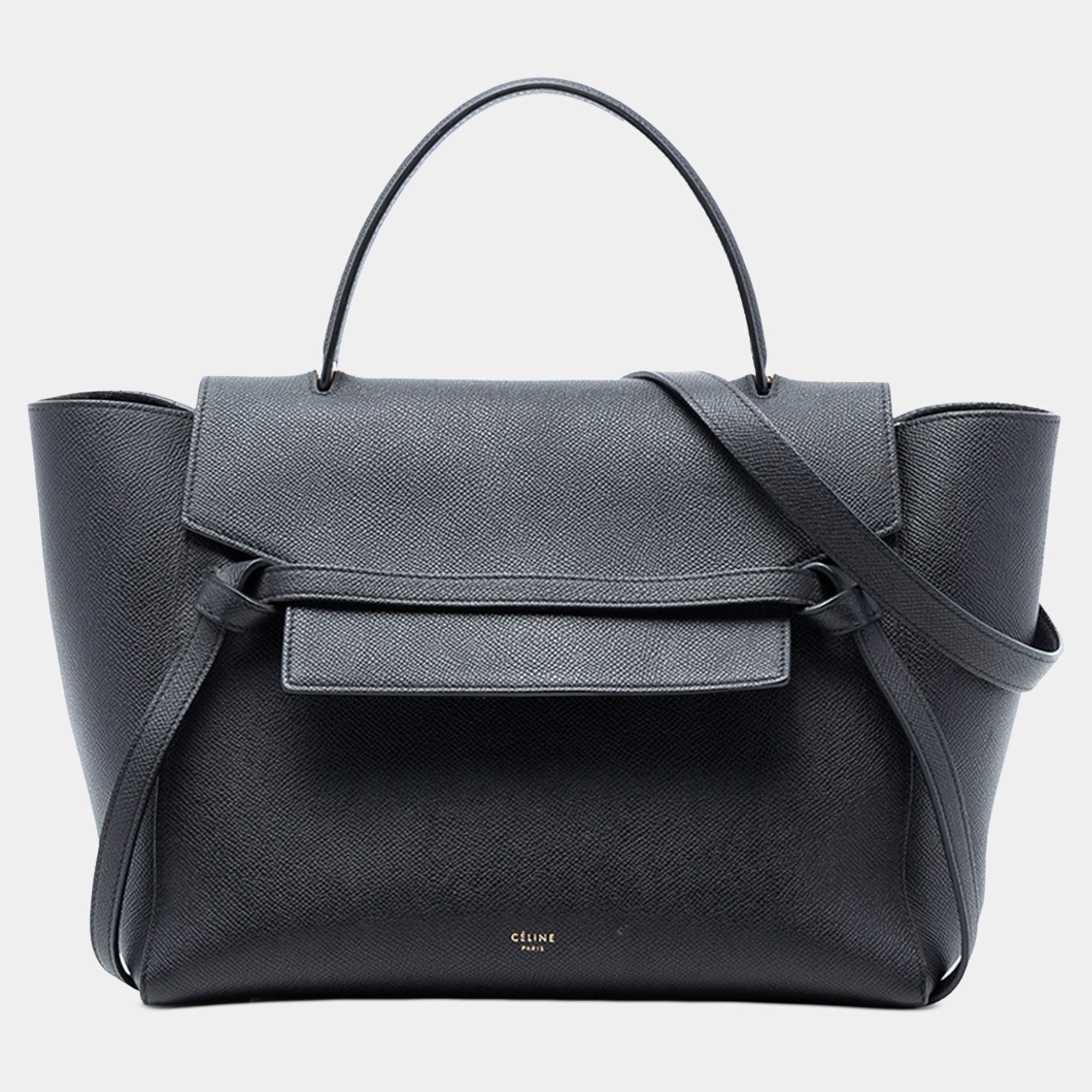 Pre Owned Celine Black Mini Grained Calfskin Belt Bag