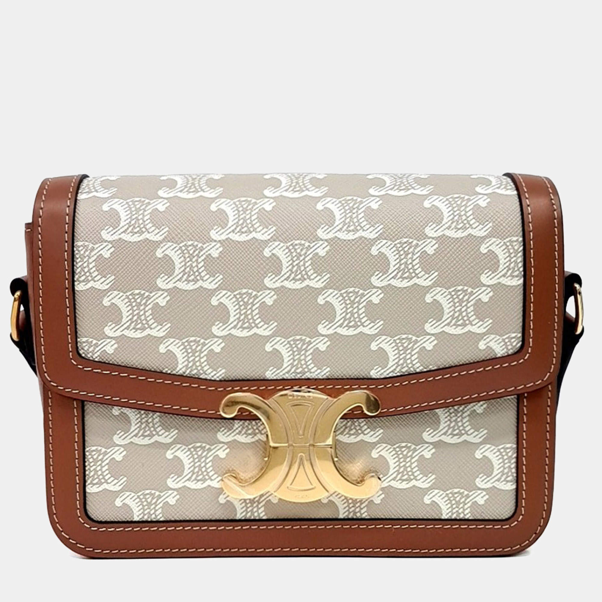 Pre Owned Celine Teen Triumph Brown Canvas Bag