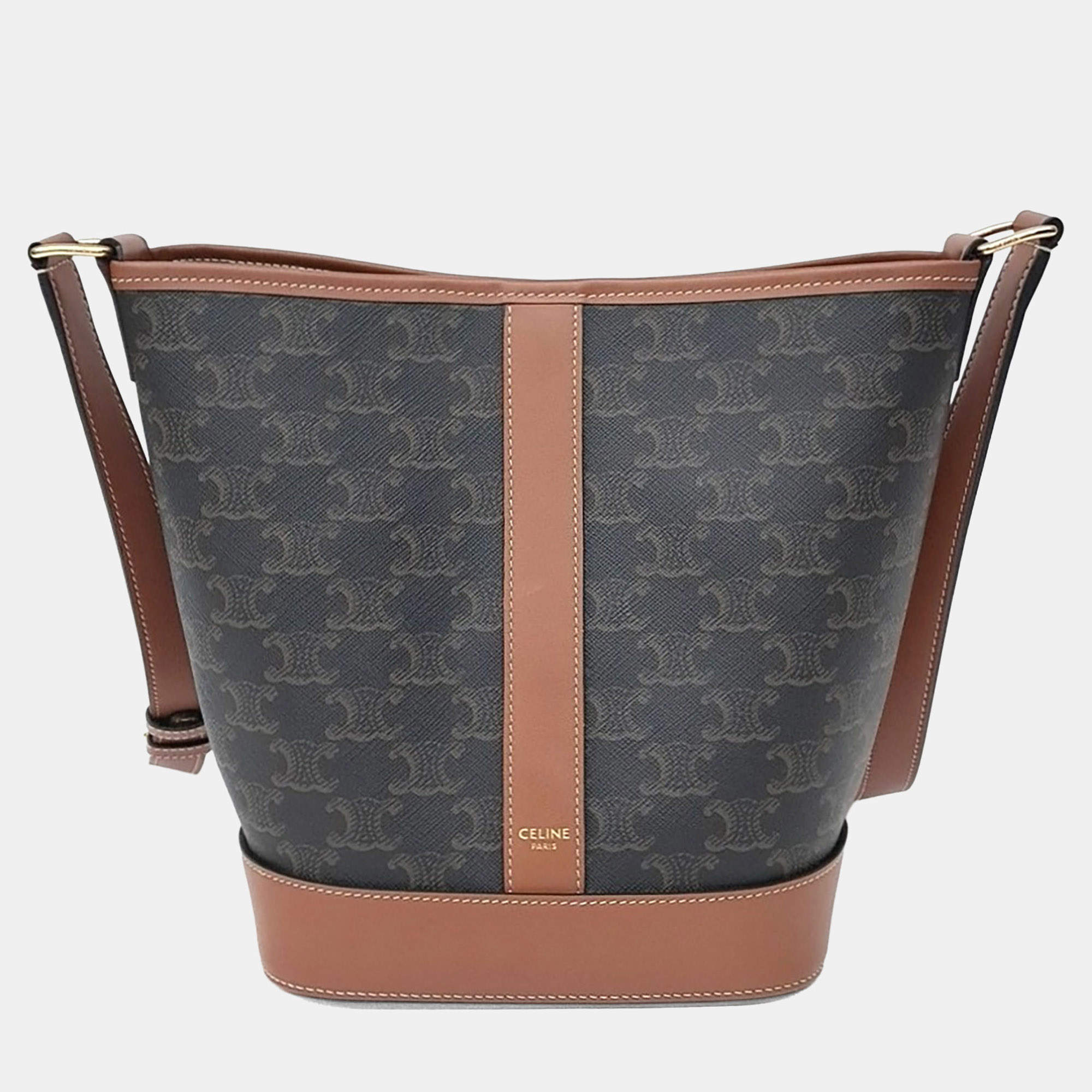 مملوكة مسبقًا Celine Brown PVC Triumph Bucket Bag Small