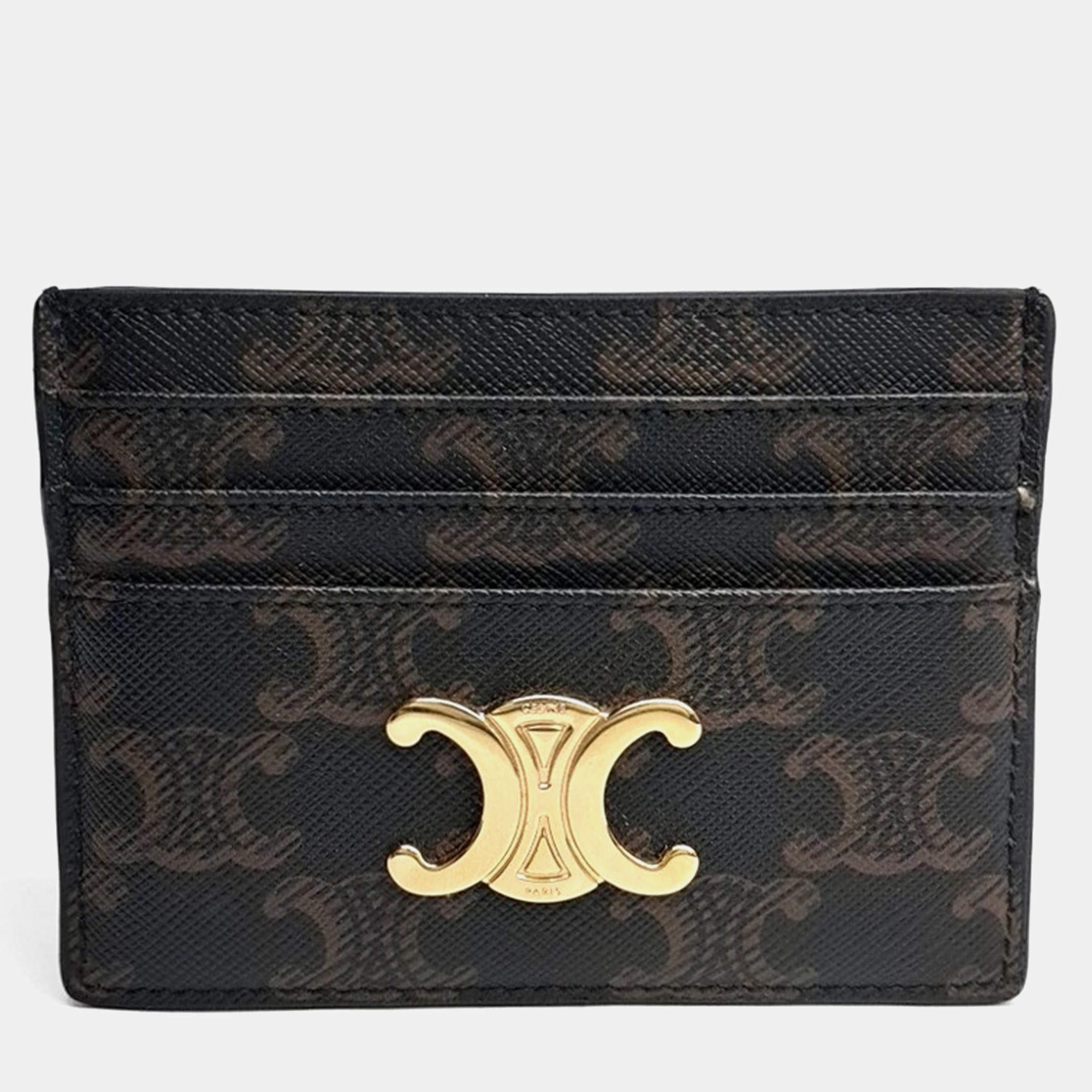 Pre Owned Celine Triumph Brown Canvas card wallet