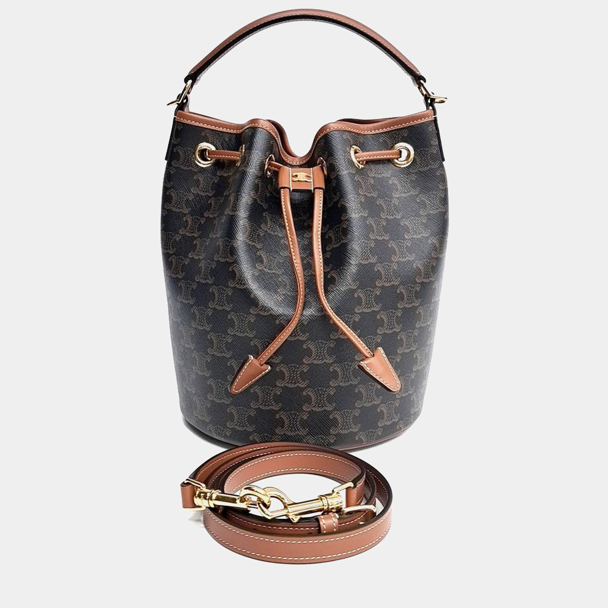 Pre Owned Celine Triumph Clara Brown Canvas Bag