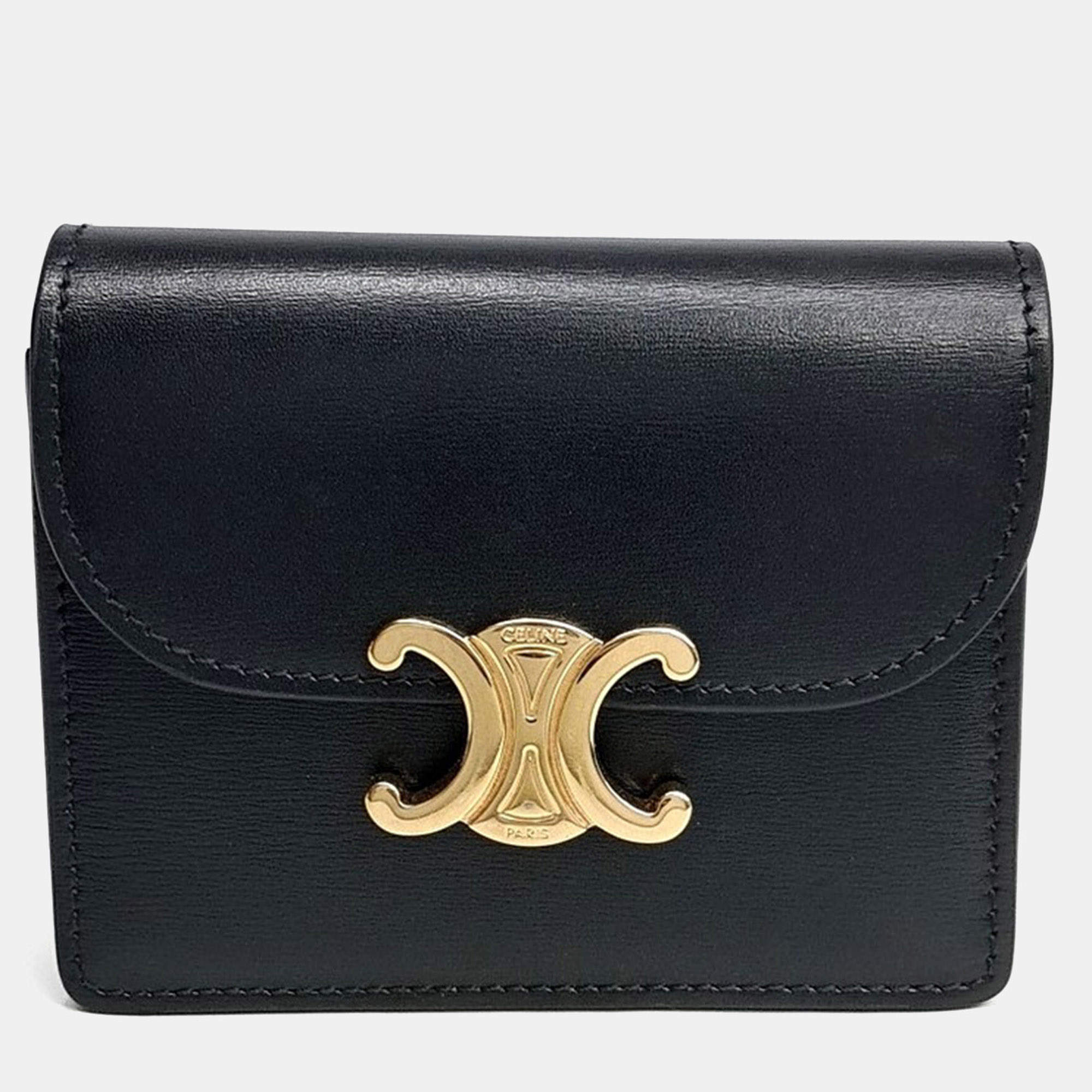 Pre Owned Celine Black Leather Triumph card wallet
