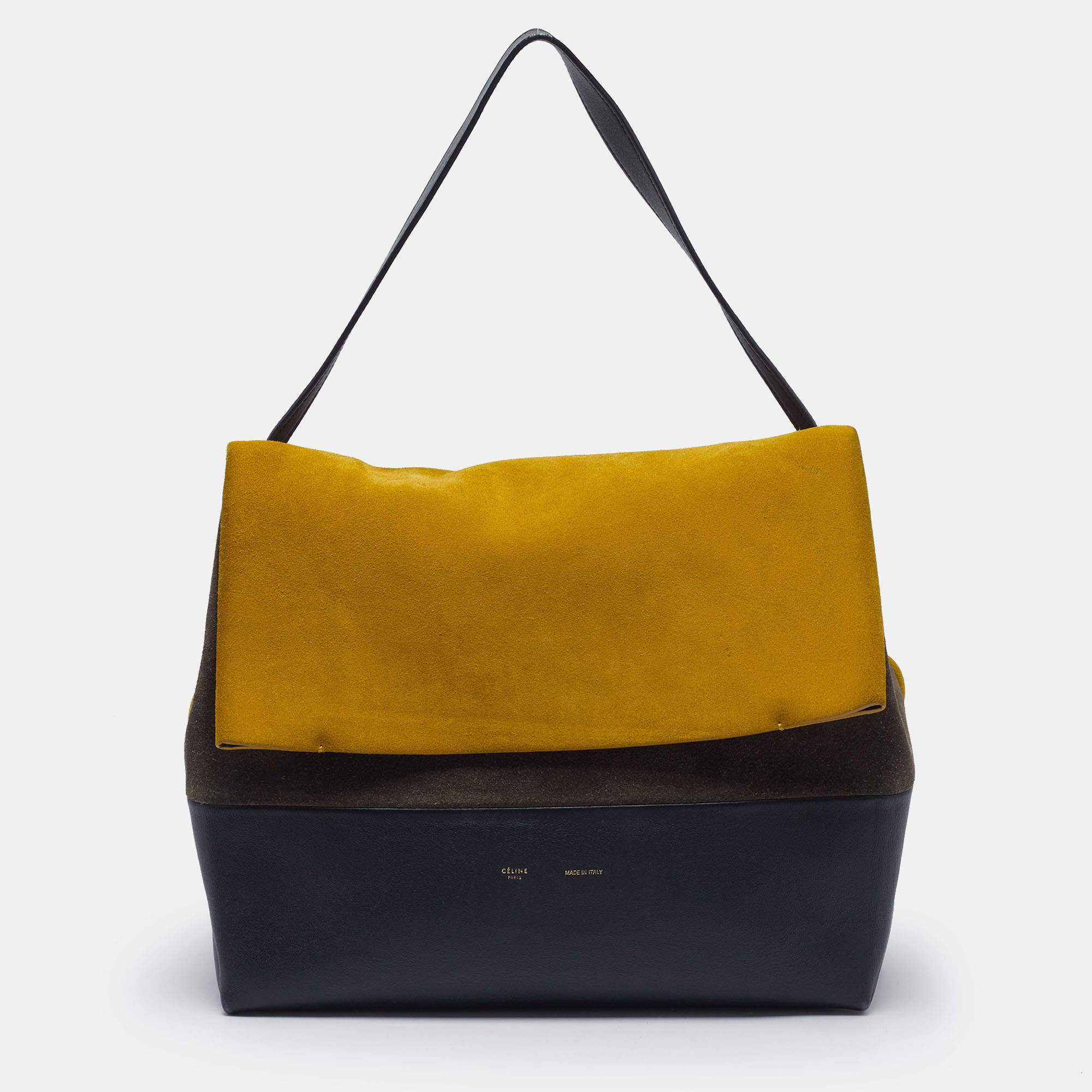 Pre Owned Celine All Soft Amber/Navy Blue Multicolor Leather Shoulder Bag and Pouch