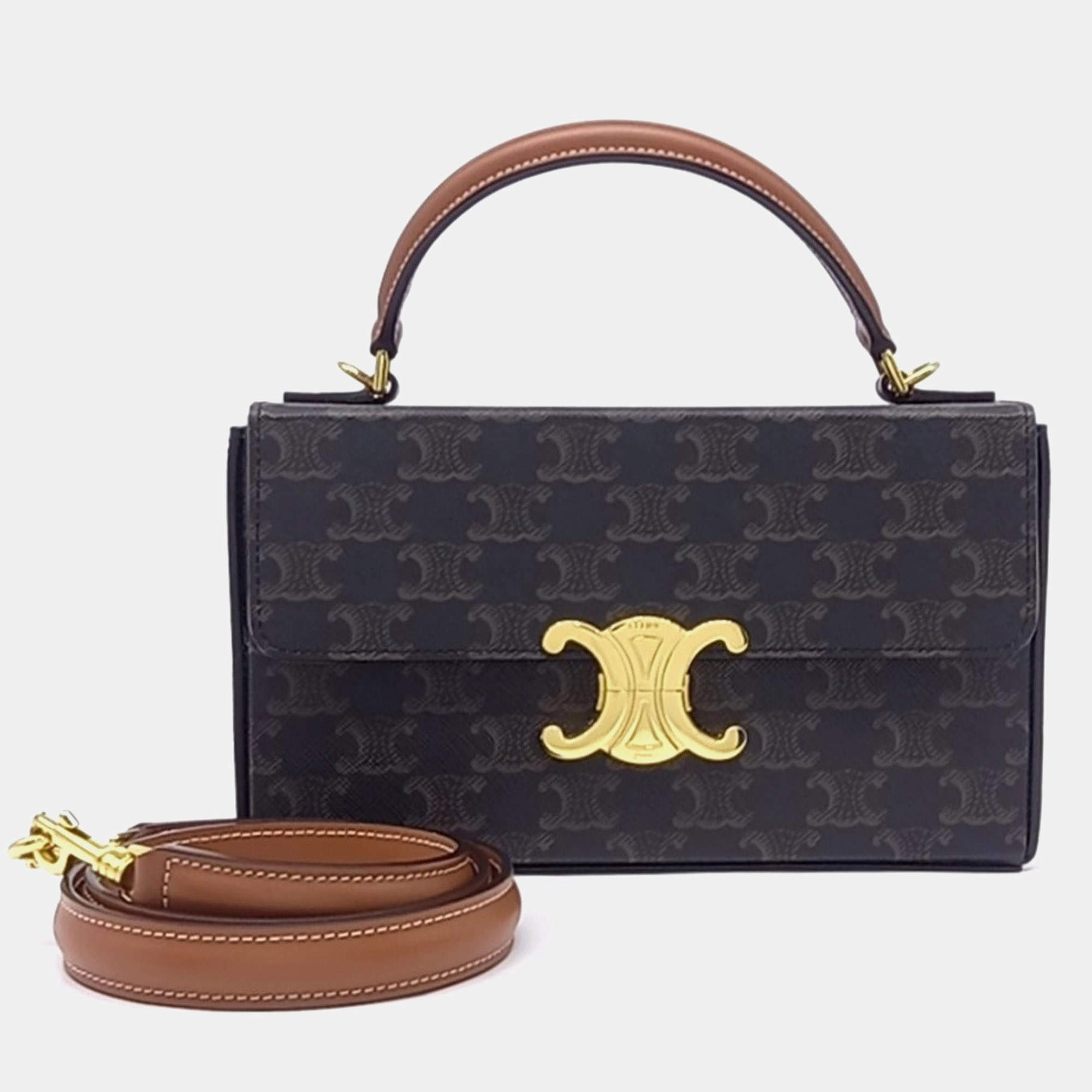Pre Owned Celine Box Triomphe Top Handle Bag