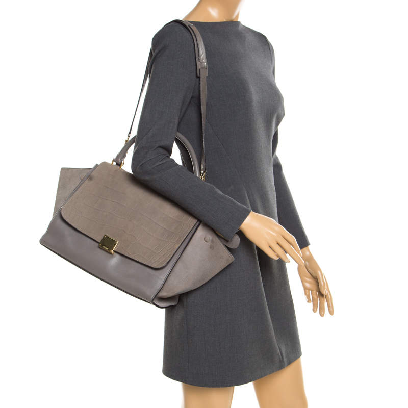 celine trapeze croc embossed